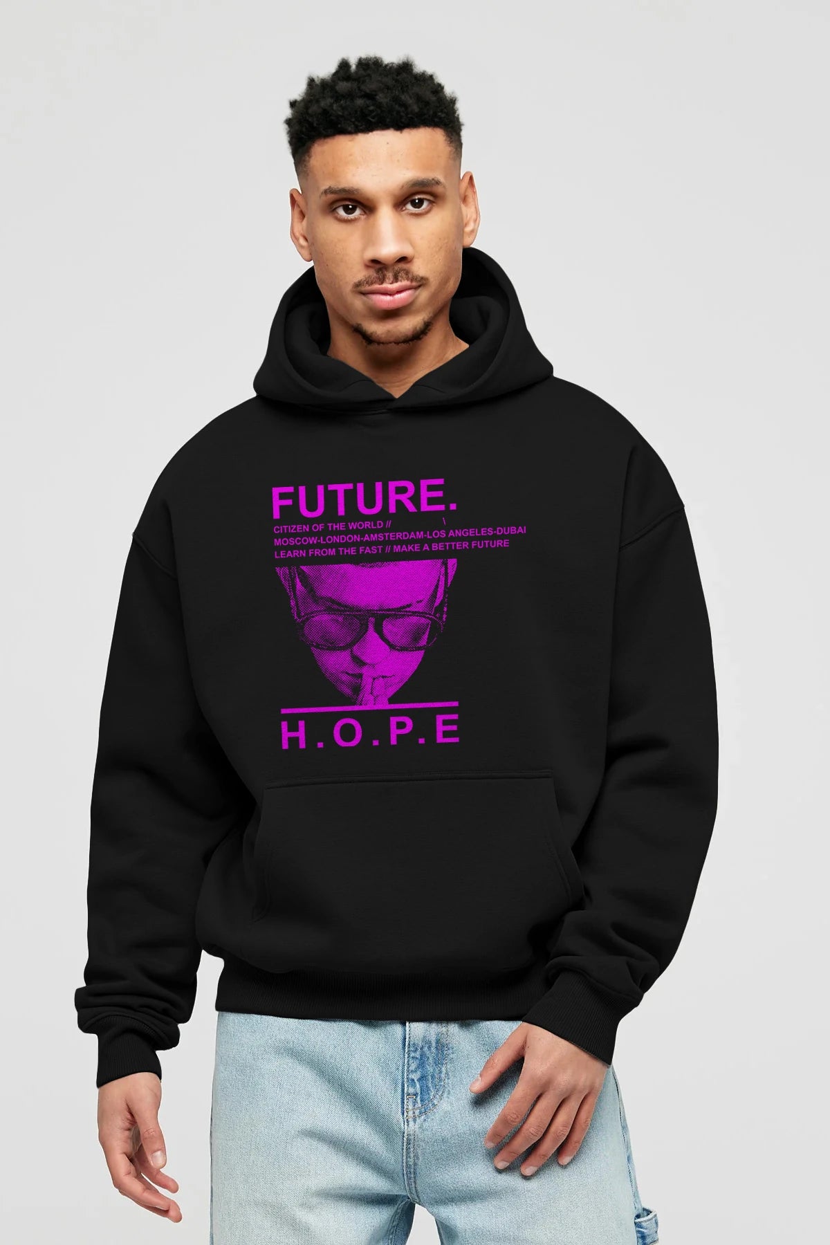 Future Hope Ön Baskılı Hoodie Oversize Kapüşonlu Sweatshirt Erkek Kadın Unisex