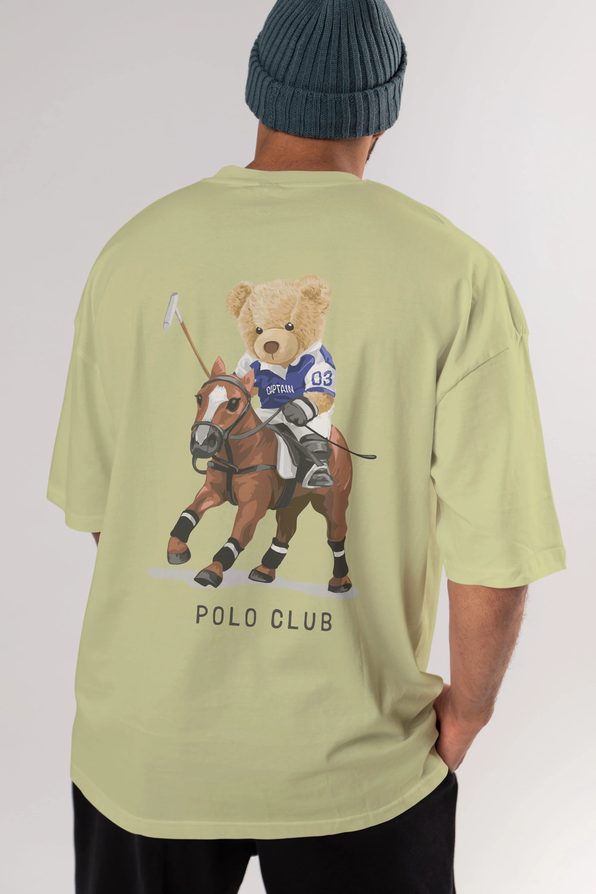 Teddy Bear Polo Club Arka Baskılı Oversize t-shirt Erkek Kadın Unisex %100 Pamuk