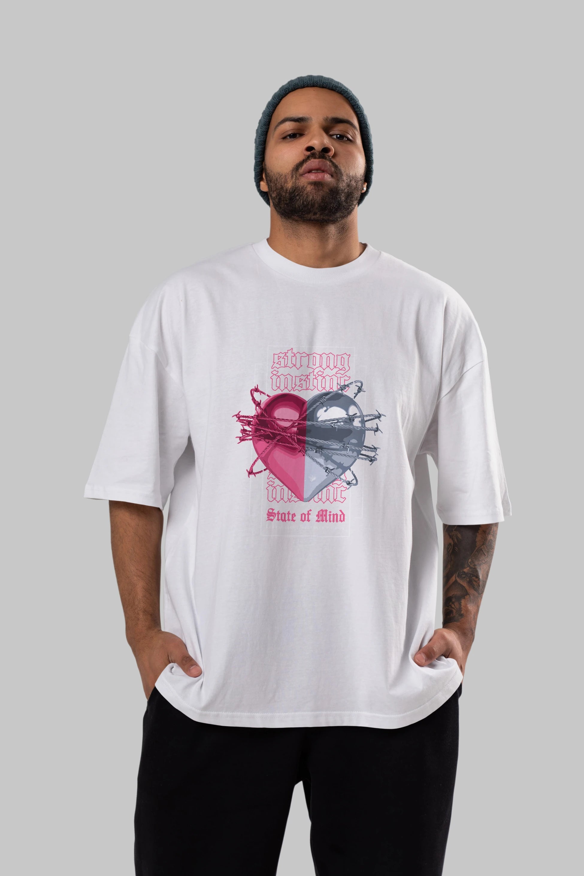 State of Mind Ön Baskılı Oversize t-shirt Erkek Kadın Unisex