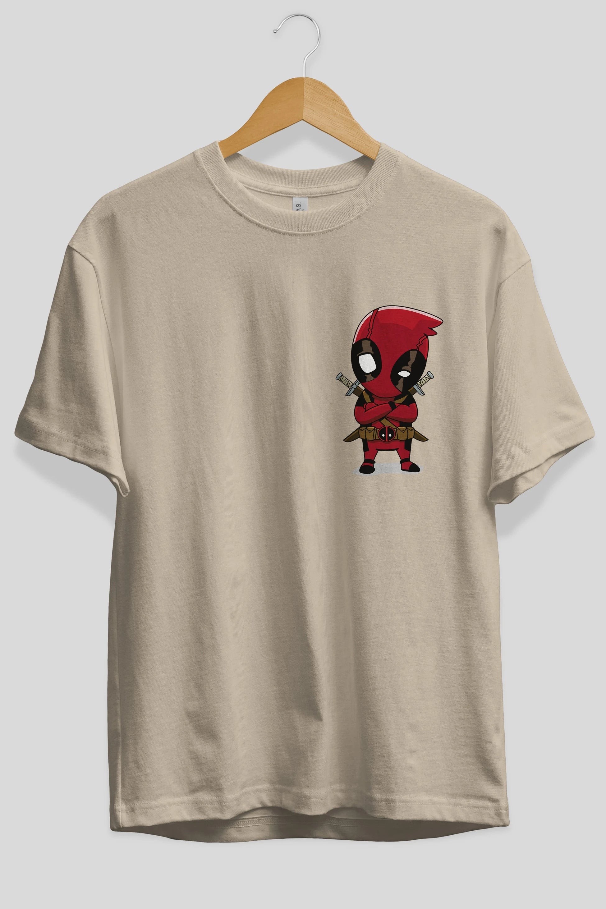 Deadpool (19) Ön Sol Baskılı Oversize t-shirt Erkek Kadın Unisex %100 Pamuk Bisiklet Yaka tişort