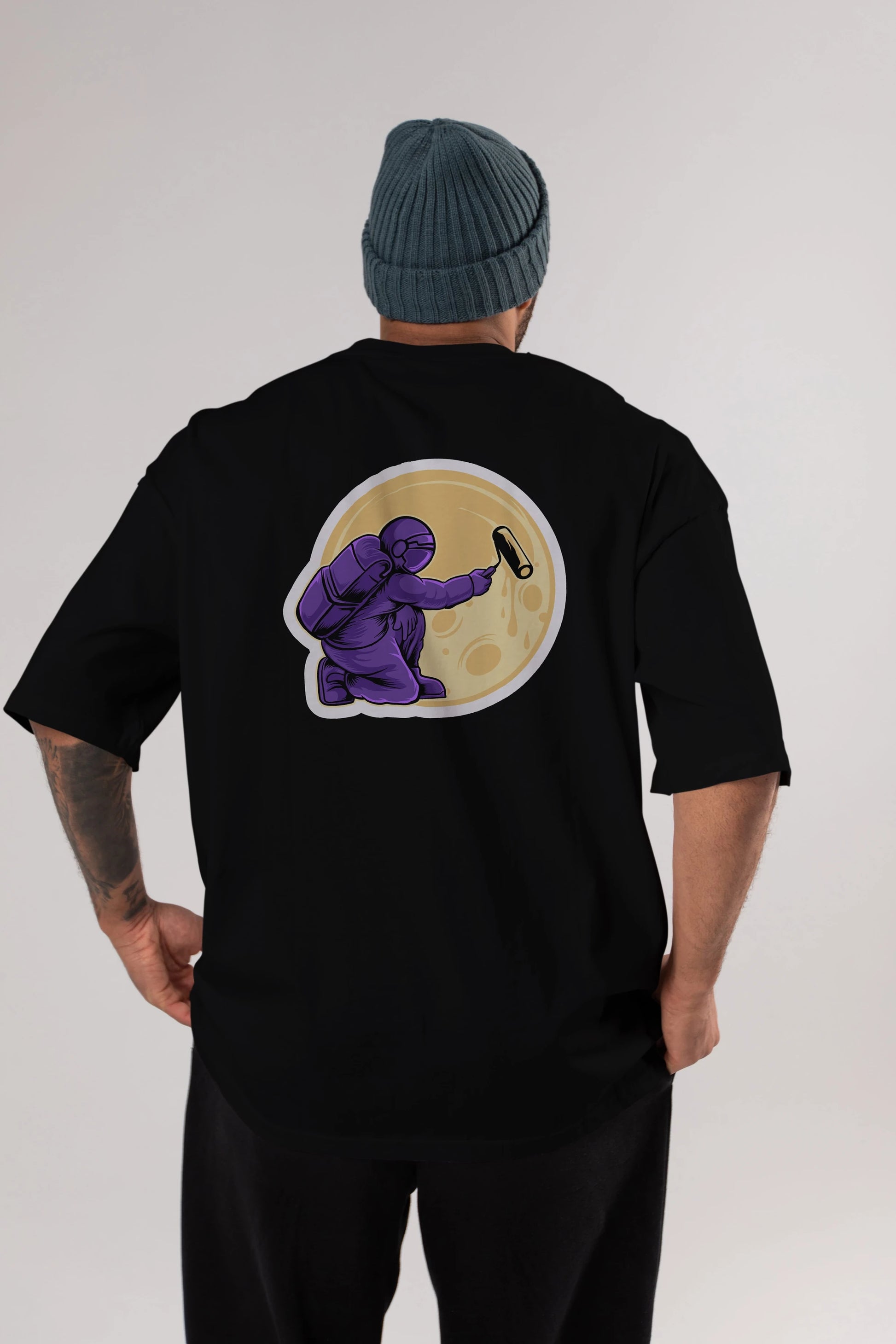Astropaint Sticker Arka Baskılı Oversize t-shirt Erkek Kadın Unisex