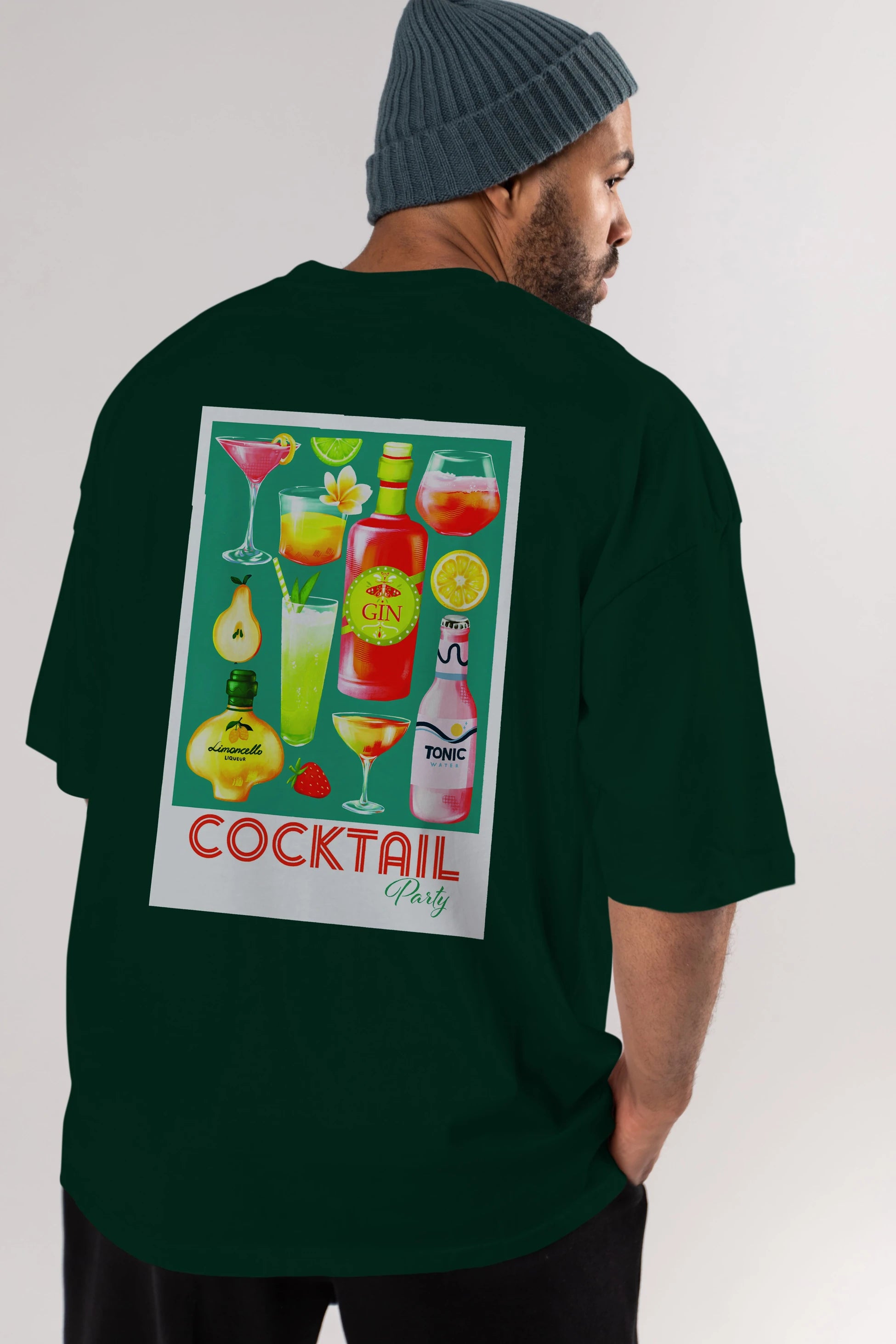 Cocktail Party 2 Arka Baskılı Oversize t-shirt Erkek Kadın Unisex %100 Pamuk Bisiklet Yaka tişort