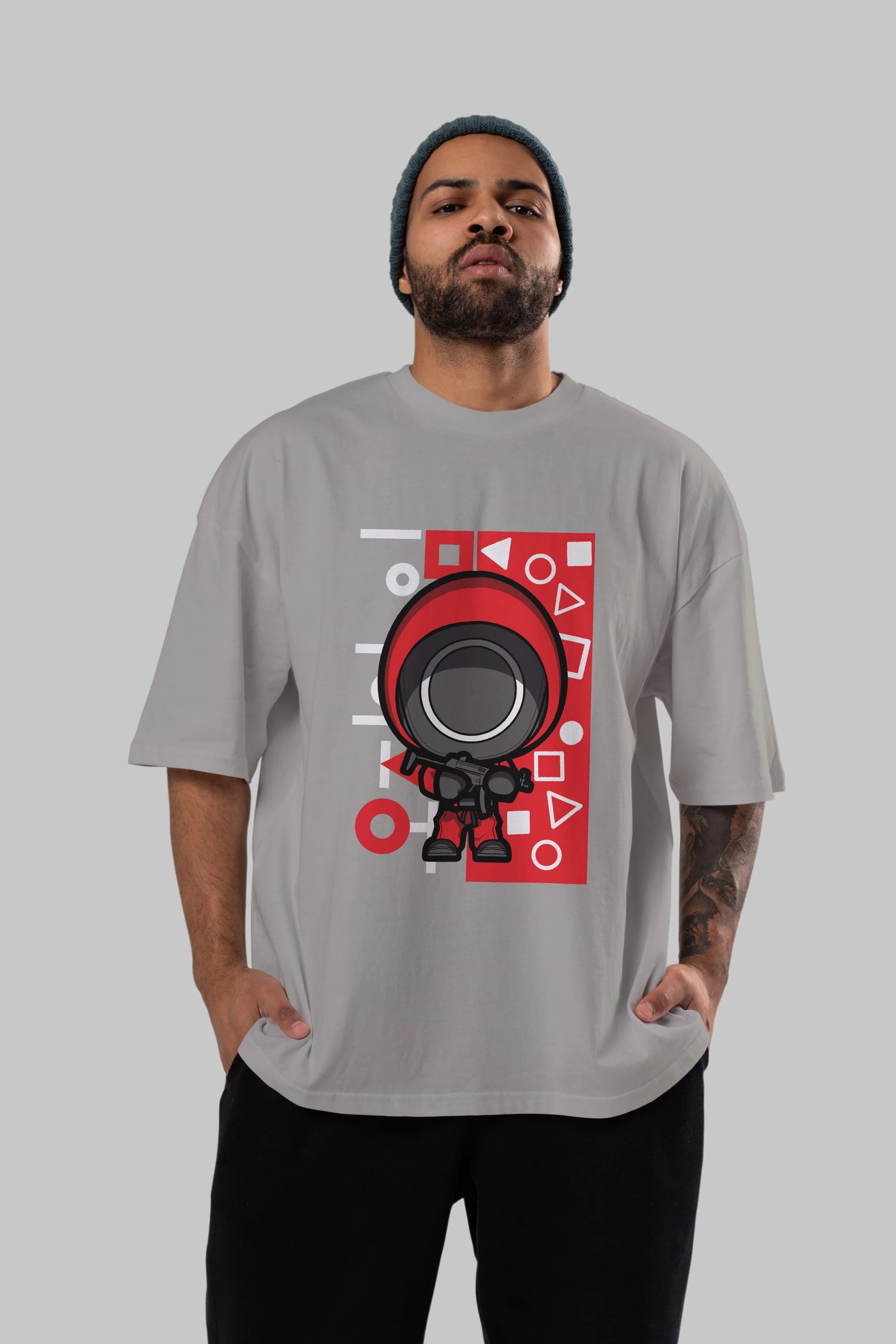 Squid Game (4) Ön Baskılı Oversize t-shirt Erkek Kadın Unisex %100 Pamuk Bisiklet Yaka tişort