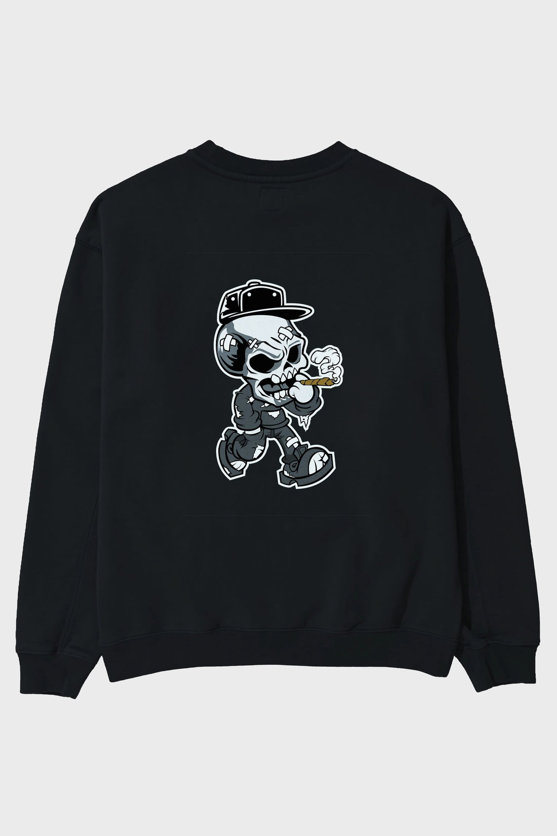 Skull Smoker Arka Baskılı Oversize Sweatshirt Erkek Kadın Unisex