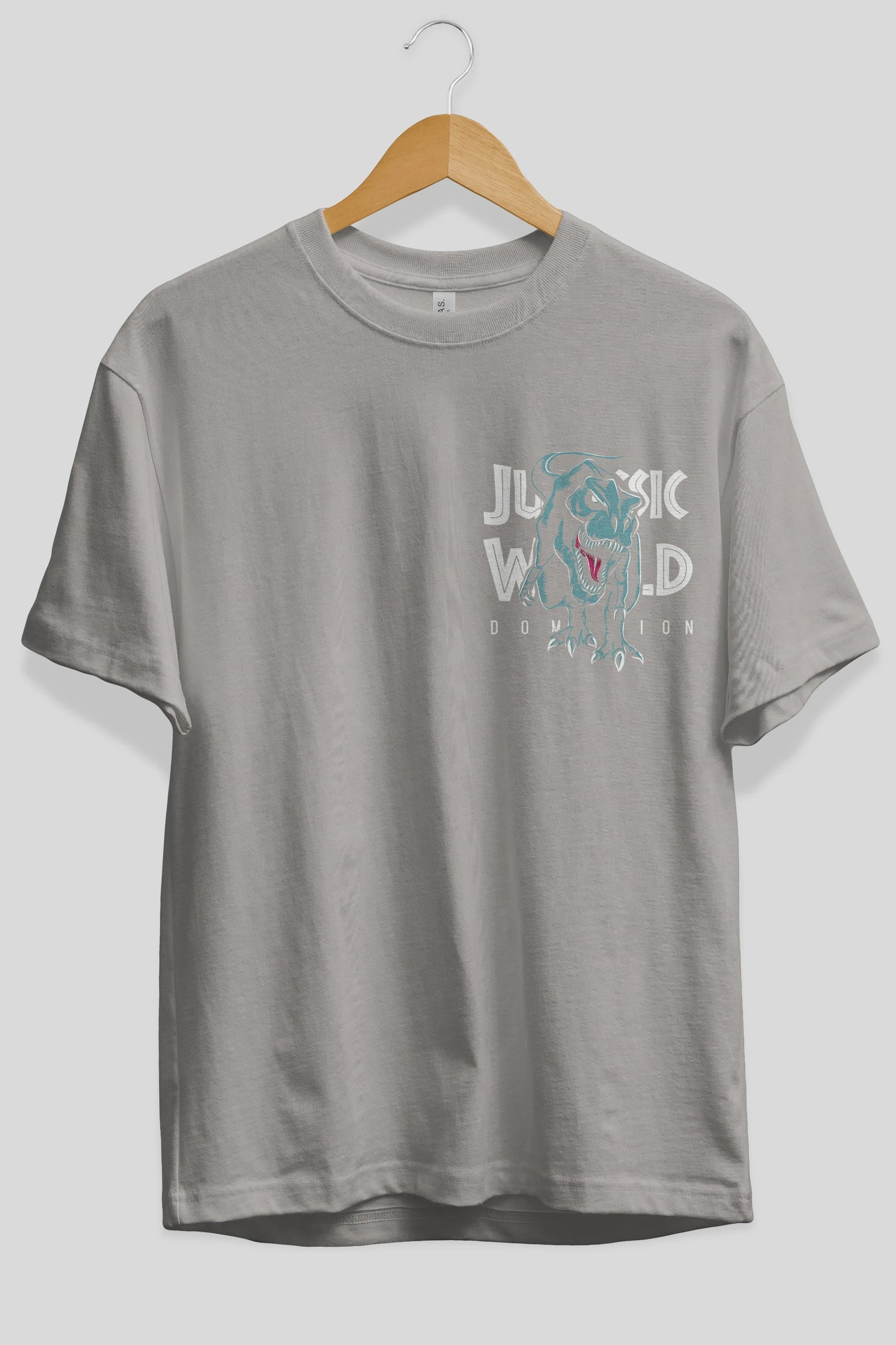 Jurassic Park (1) Ön Sol Baskılı Oversize t-shirt Erkek Kadın Unisex %100 Pamuk Bisiklet Yaka tişort
