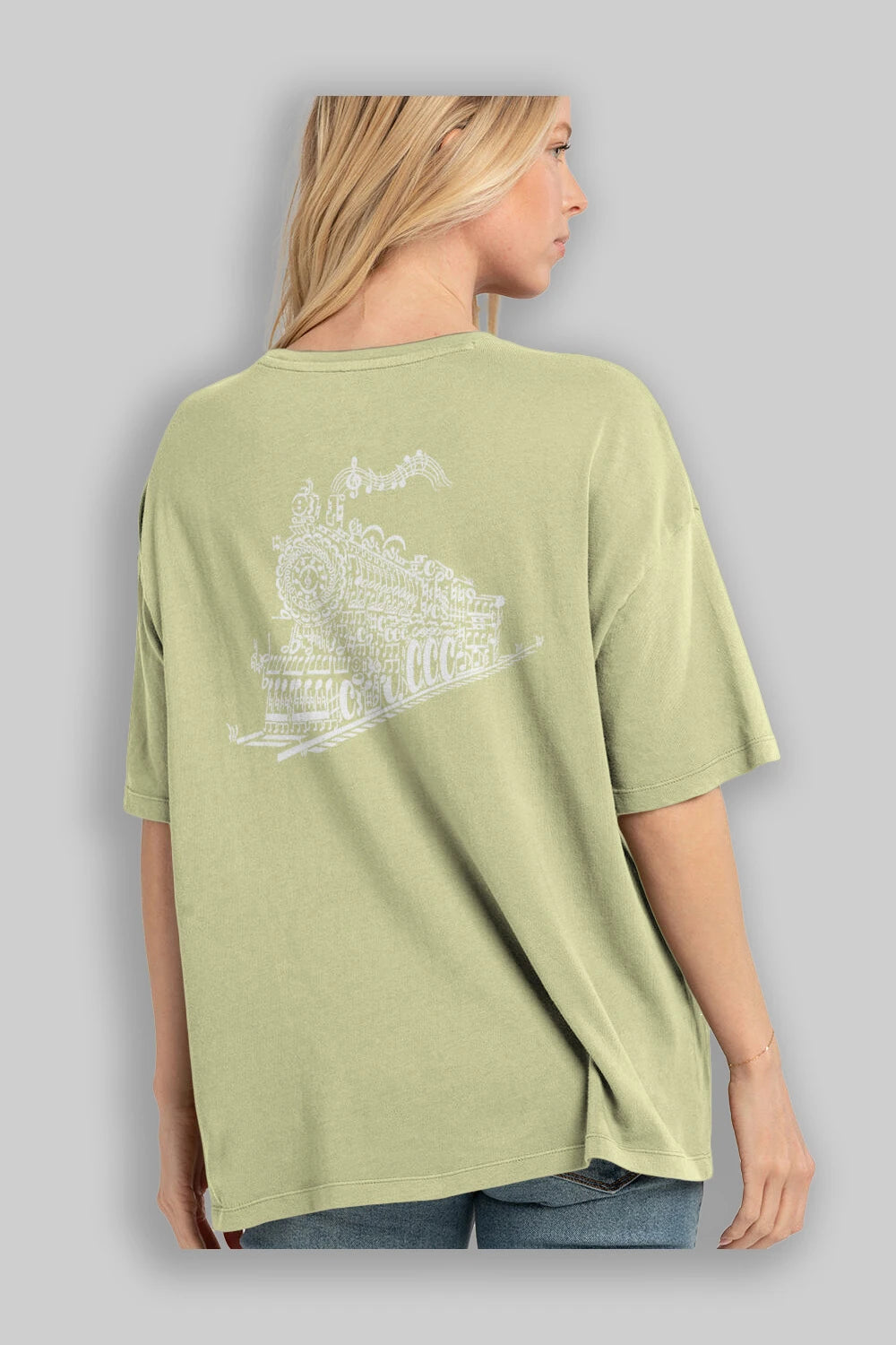 Train Song Arka Baskılı Oversize t-shirt %100 pamuk Erkek Kadın Unisex