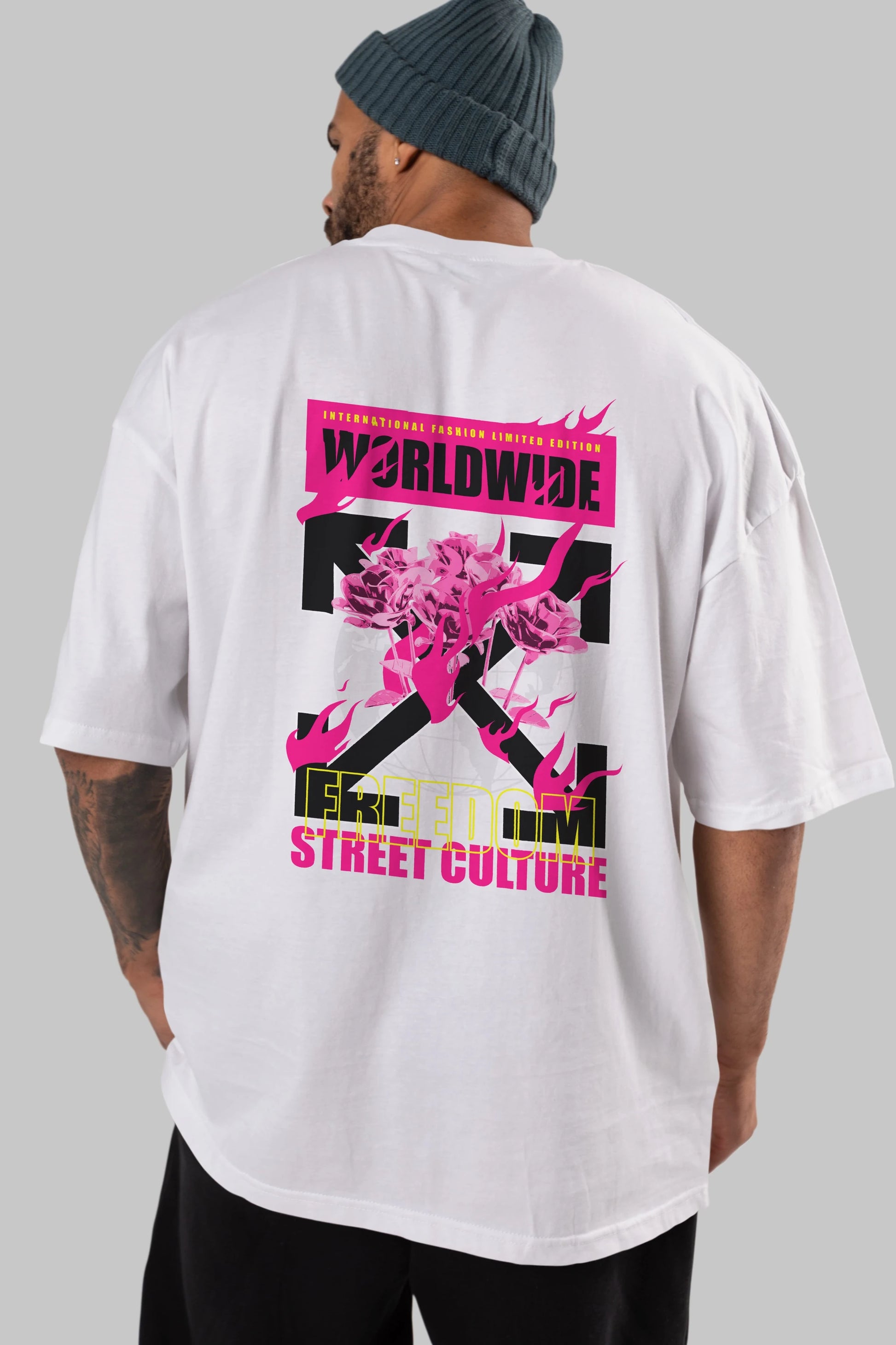 Freedom Street Culture Arka Baskılı Oversize t-shirt Erkek Kadın Unisex