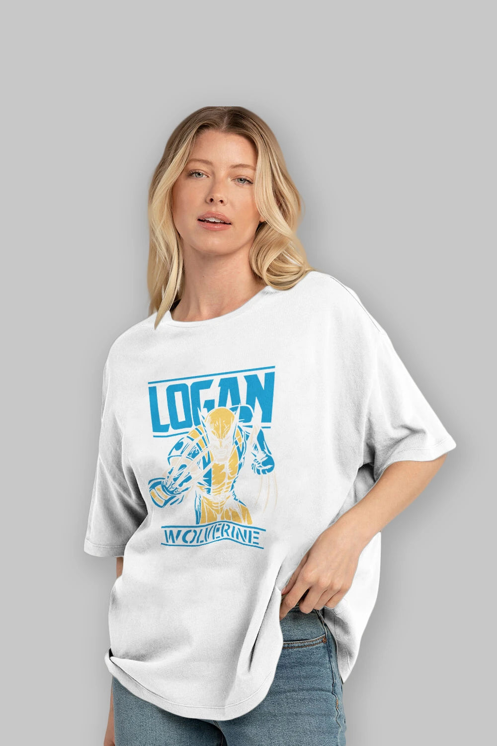 Wolverine Logan Ön Baskılı Oversize t-shirt Erkek Kadın Unisex %100 Pamuk Bisiklet Yaka tişort