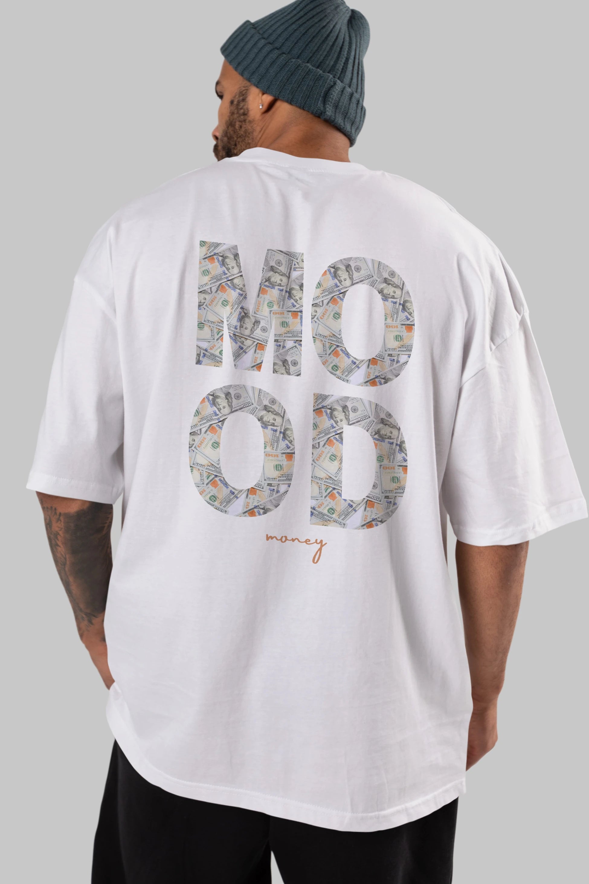 Mood Money Yazılı Arka Baskılı Oversize t-shirt Erkek Kadın Unisex