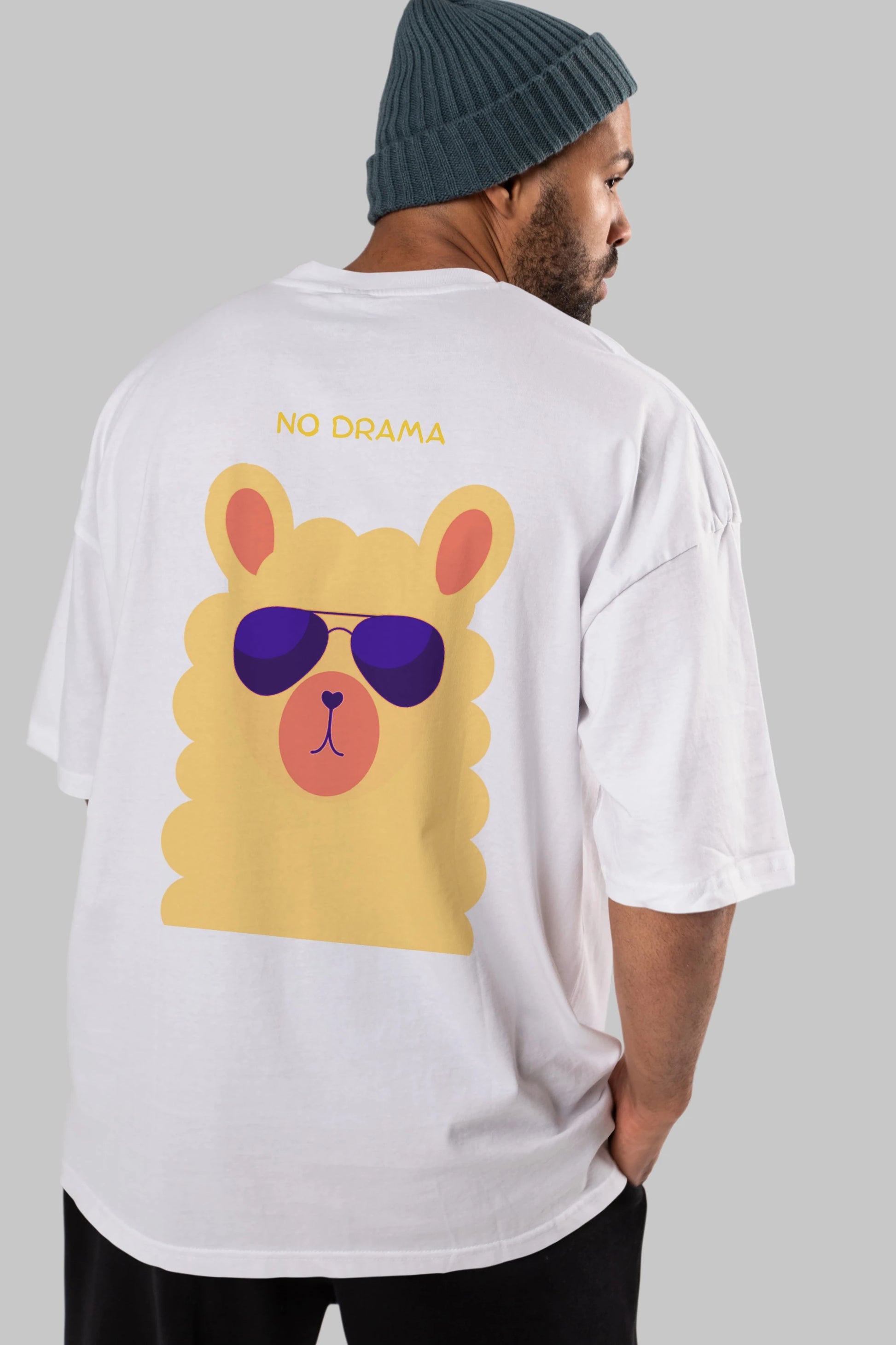 No Drama Yazılı Lama Arka Baskılı Oversize t-shirt Erkek Kadın Unisex