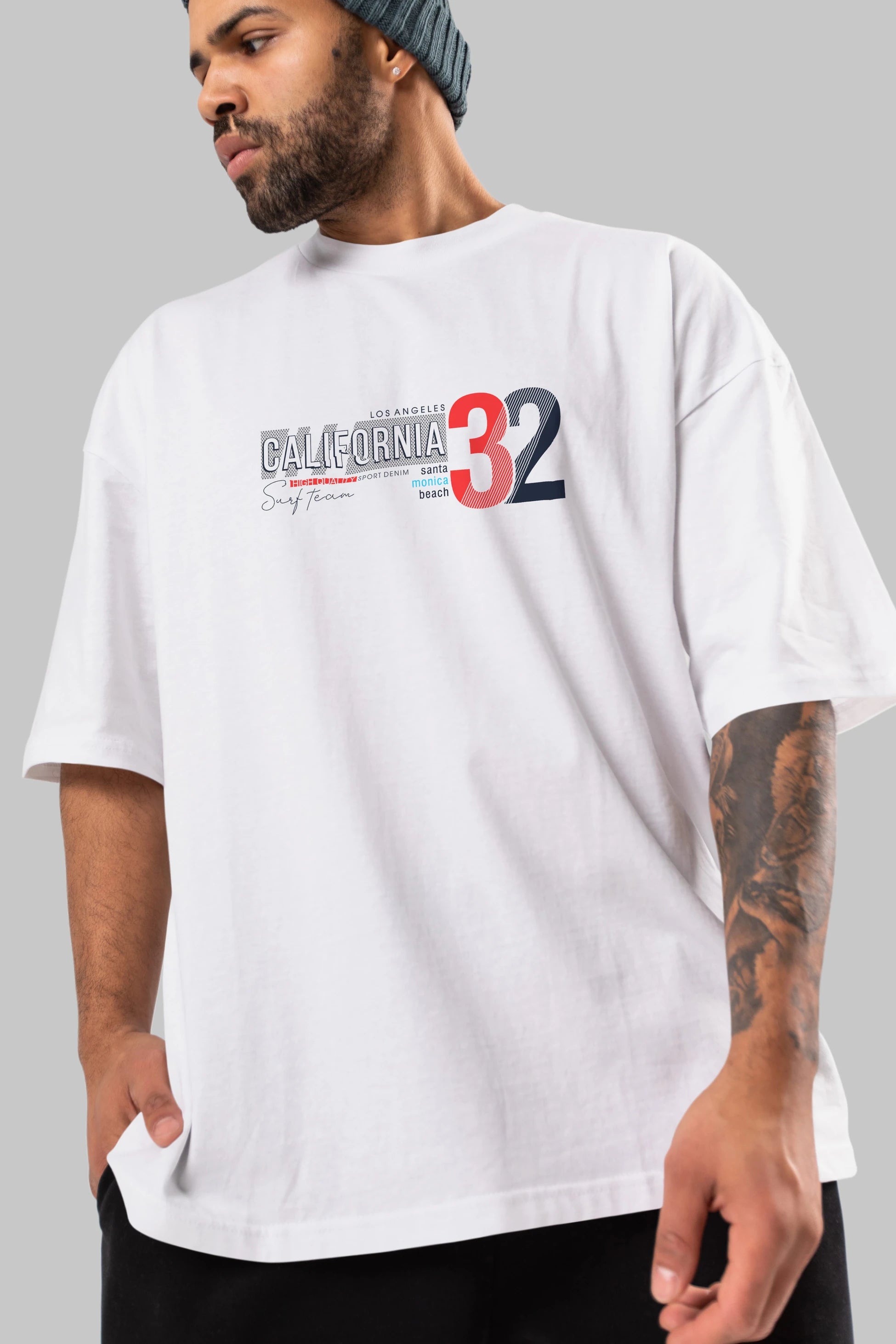 California 32 Ön Baskılı Oversize t-shirt Erkek Kadın Unisex