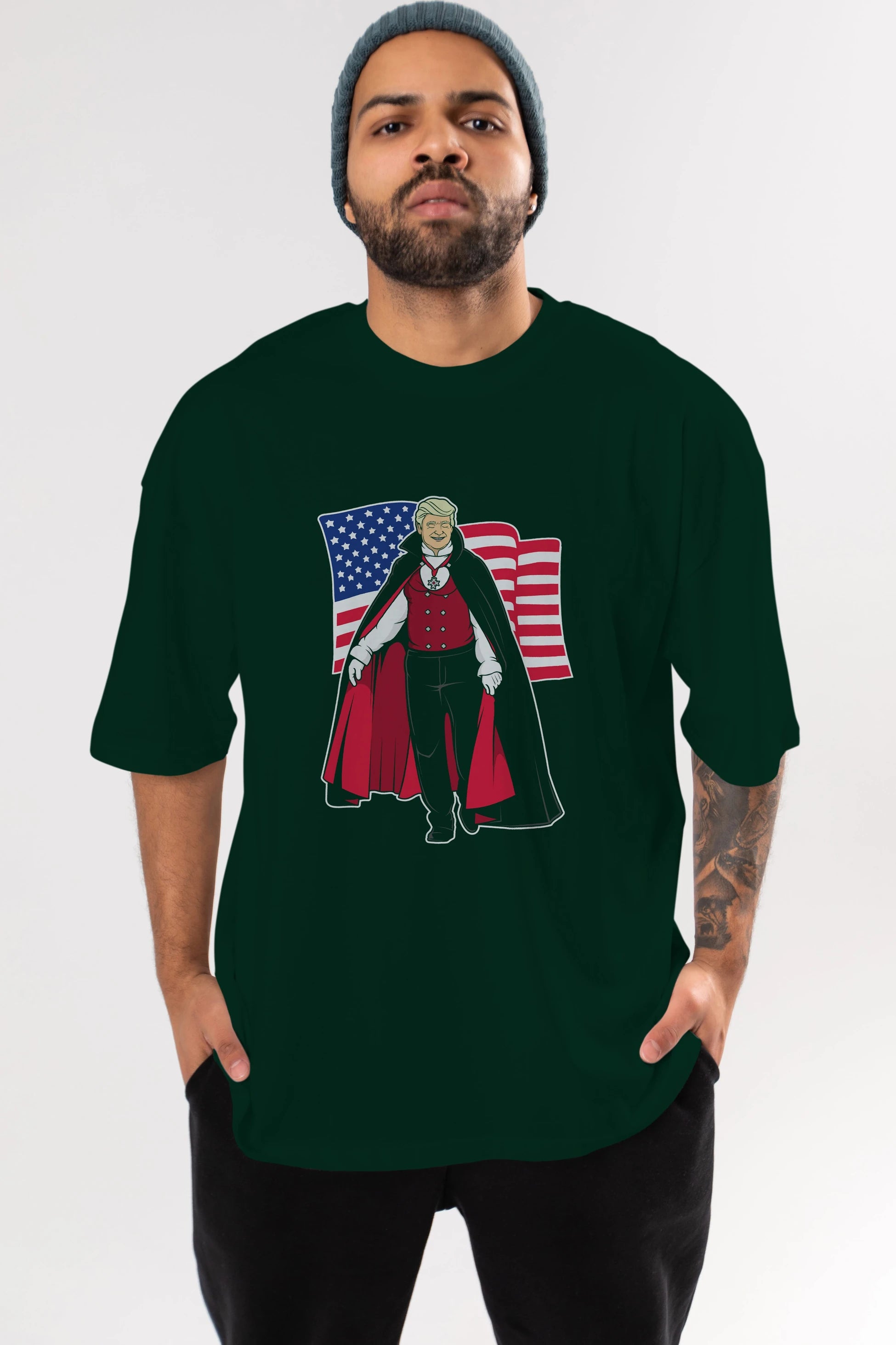 Trump Dracula Ön Baskılı Oversize t-shirt Erkek Kadın Unisex %100 Pamuk tişort