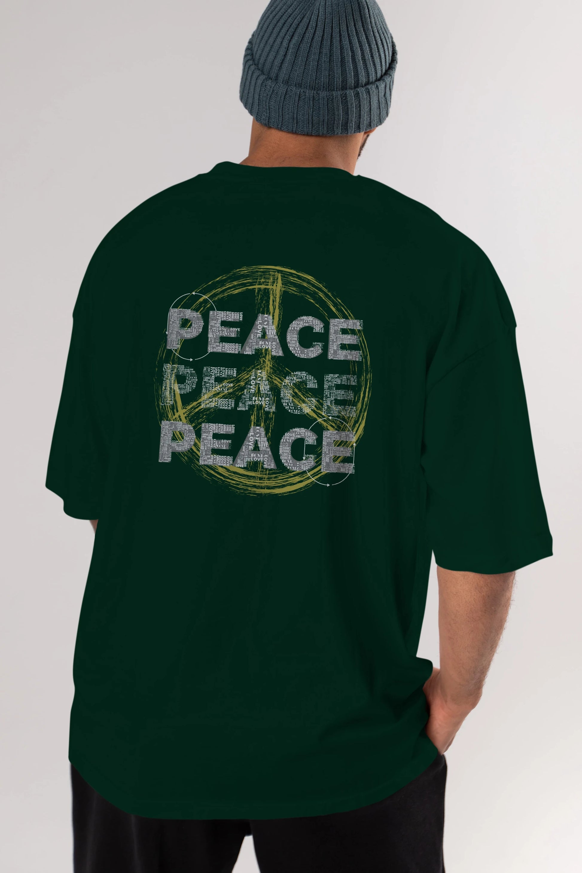 Peace Yazılı Arka Baskılı Oversize t-shirt Erkek Kadın Unisex