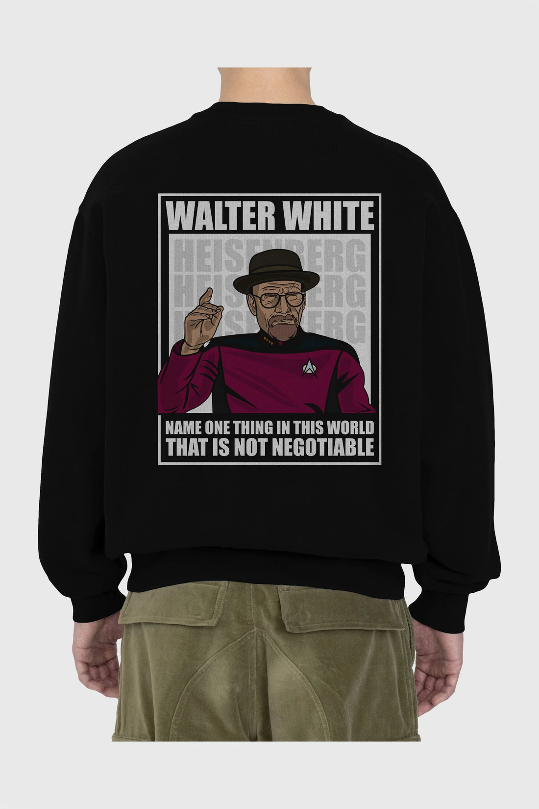Captain Pixard Heisenberg Arka Baskılı Oversize Sweatshirt Erkek Kadın Unisex