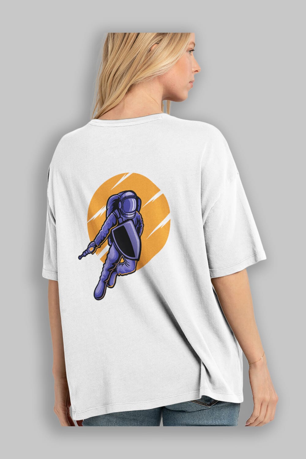 Astro Wars Arka Baskılı Oversize t-shirt Erkek Kadın Unisex