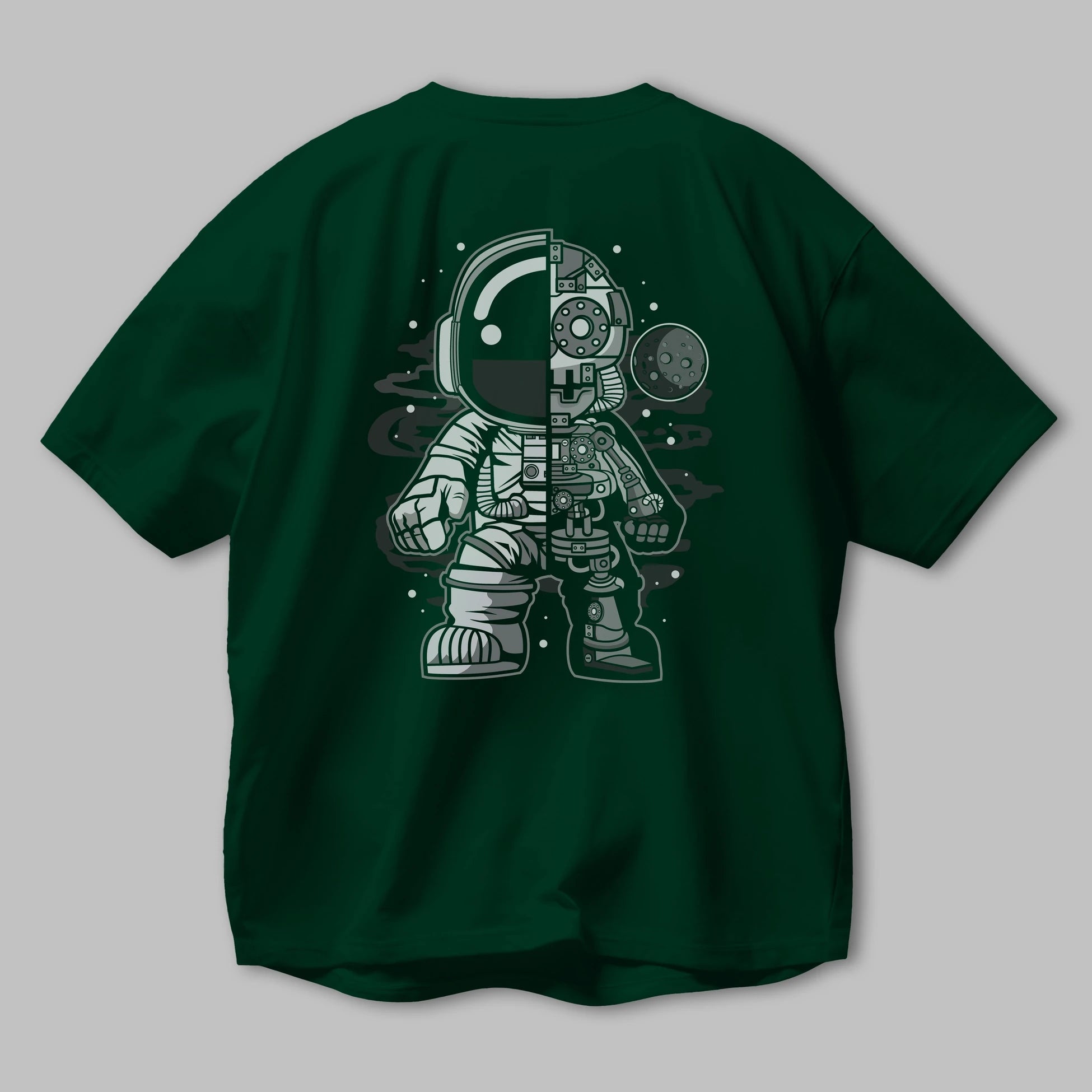 Astronaut Half Robot Arka Baskılı Oversize t-shirt Erkek Kadın Unisex