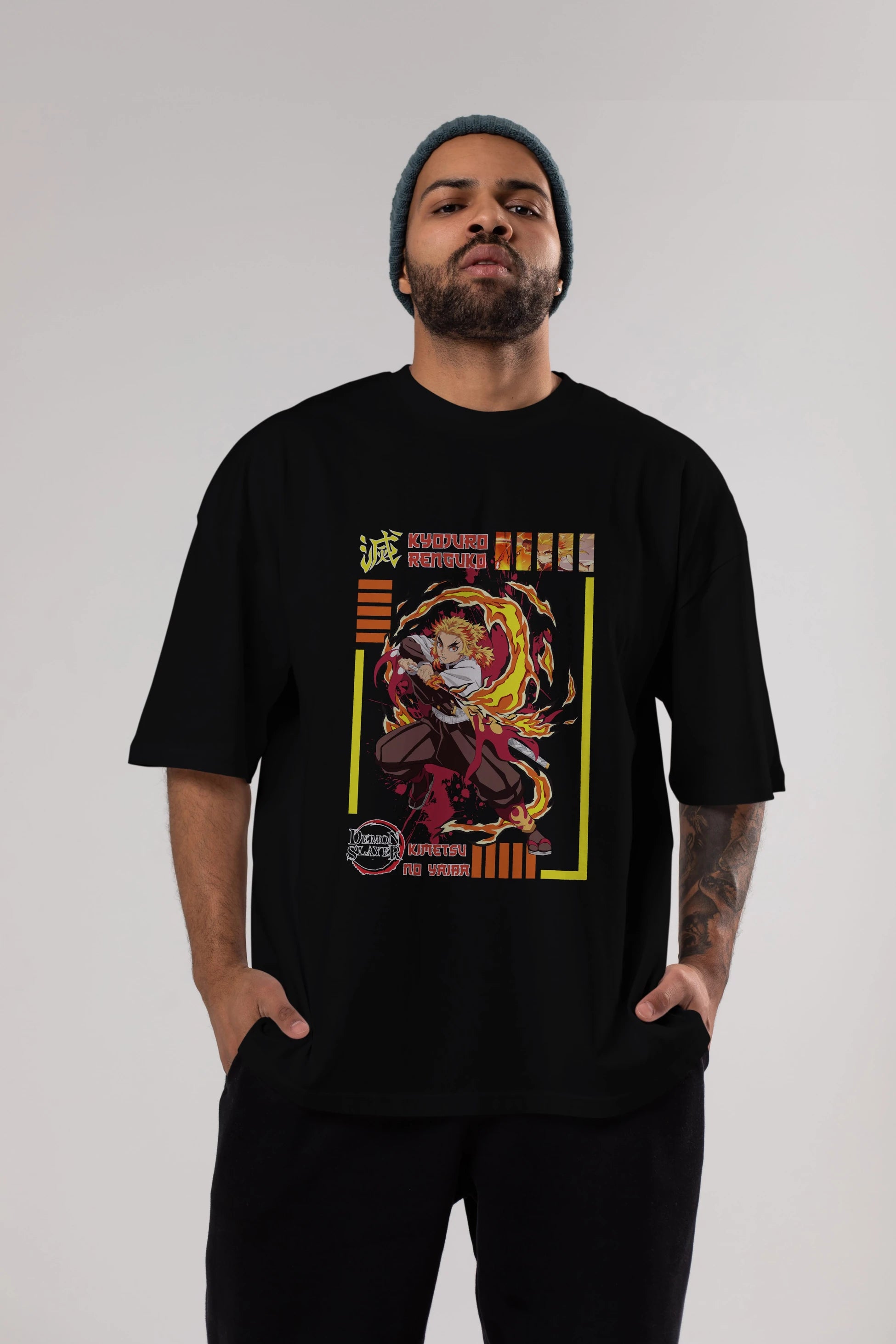 KYOJURO RENGOKU Anime Ön Baskılı Oversize t-shirt %100 pamuk Erkek Kadın Unisex