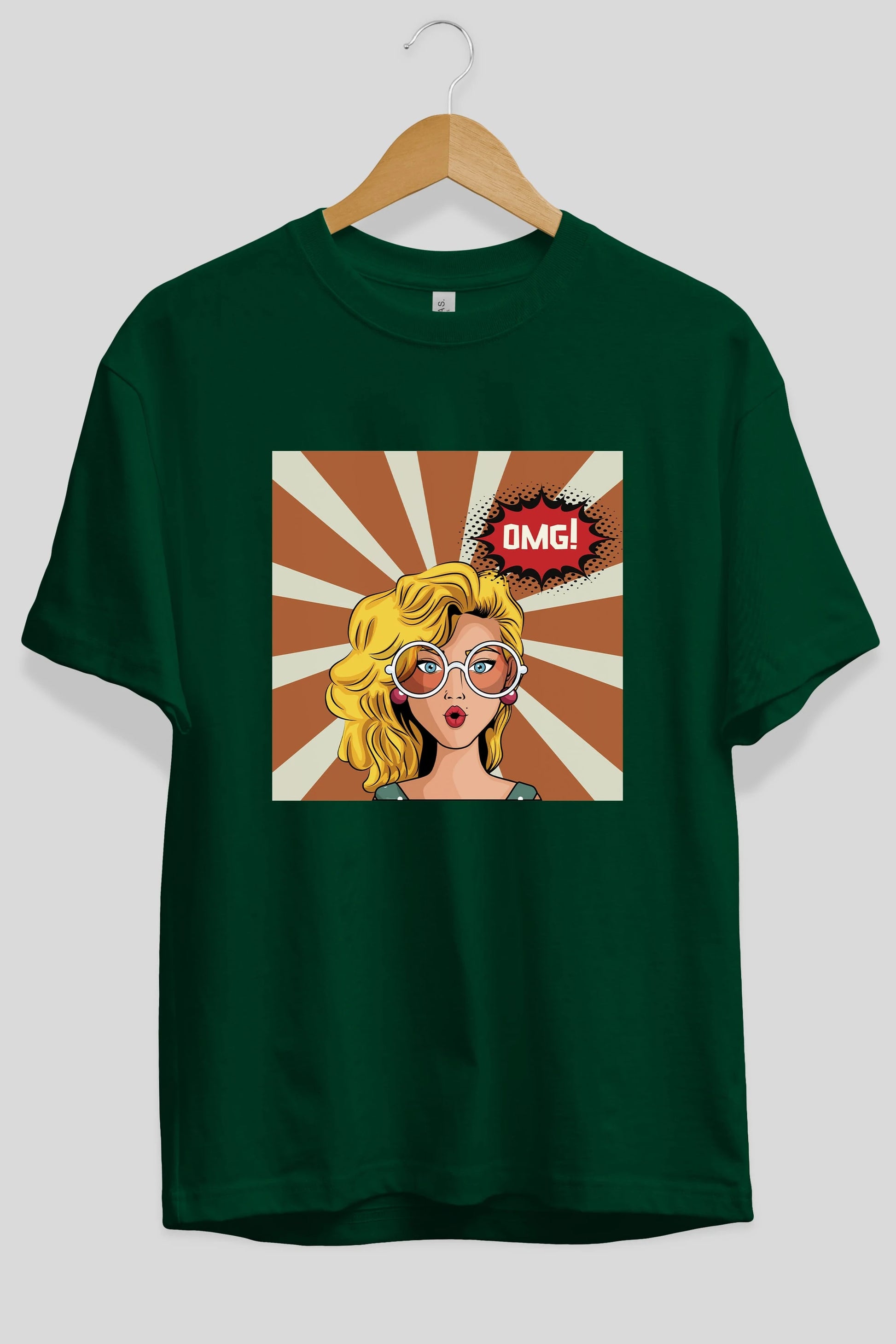 OMG Yazılı Retro Ön Baskılı Oversize t-shirt Erkek Kadın Unisex
