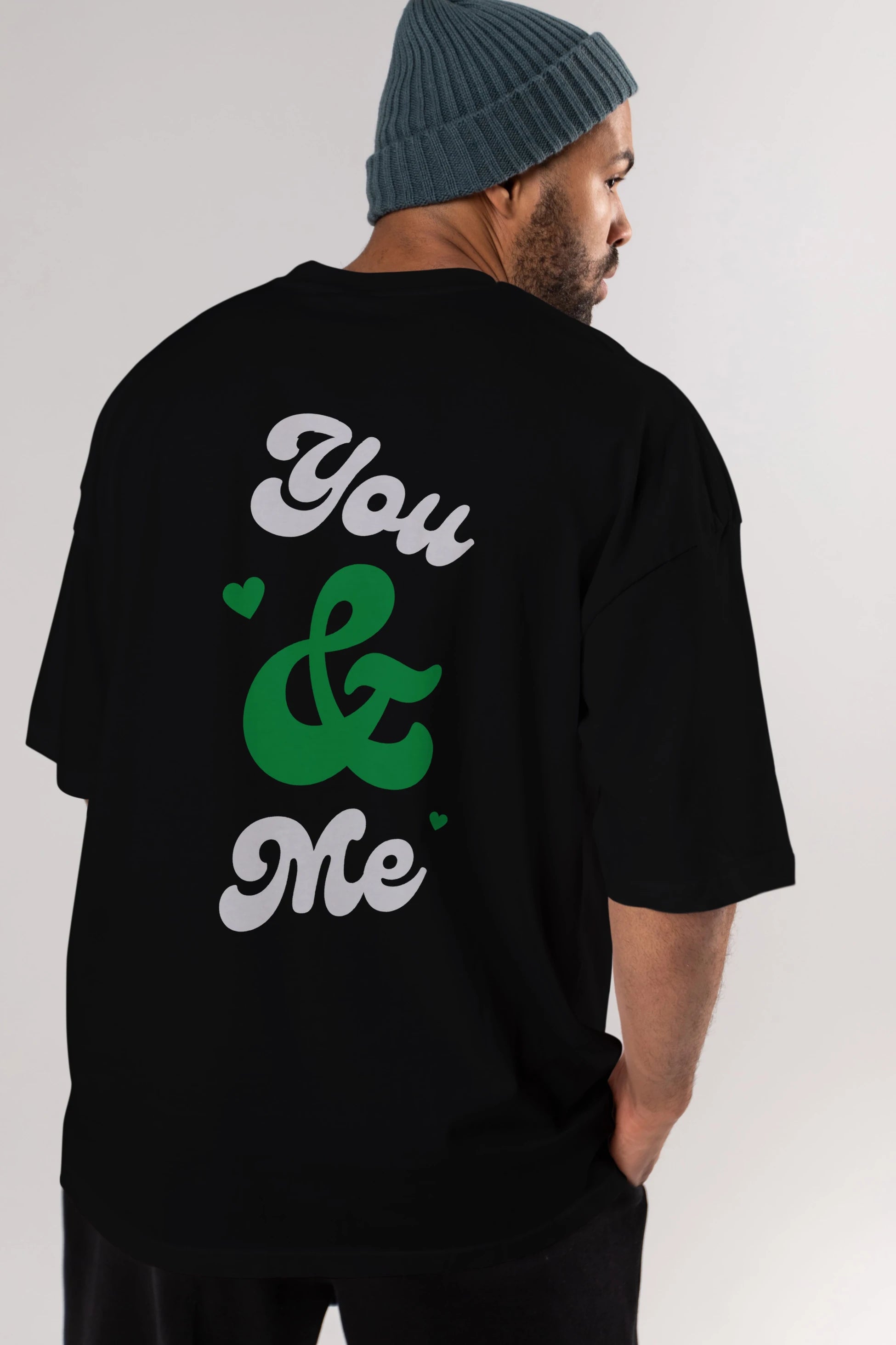 You and Me Yazılı Arka Baskılı Oversize t-shirt Erkek Kadın Unisex