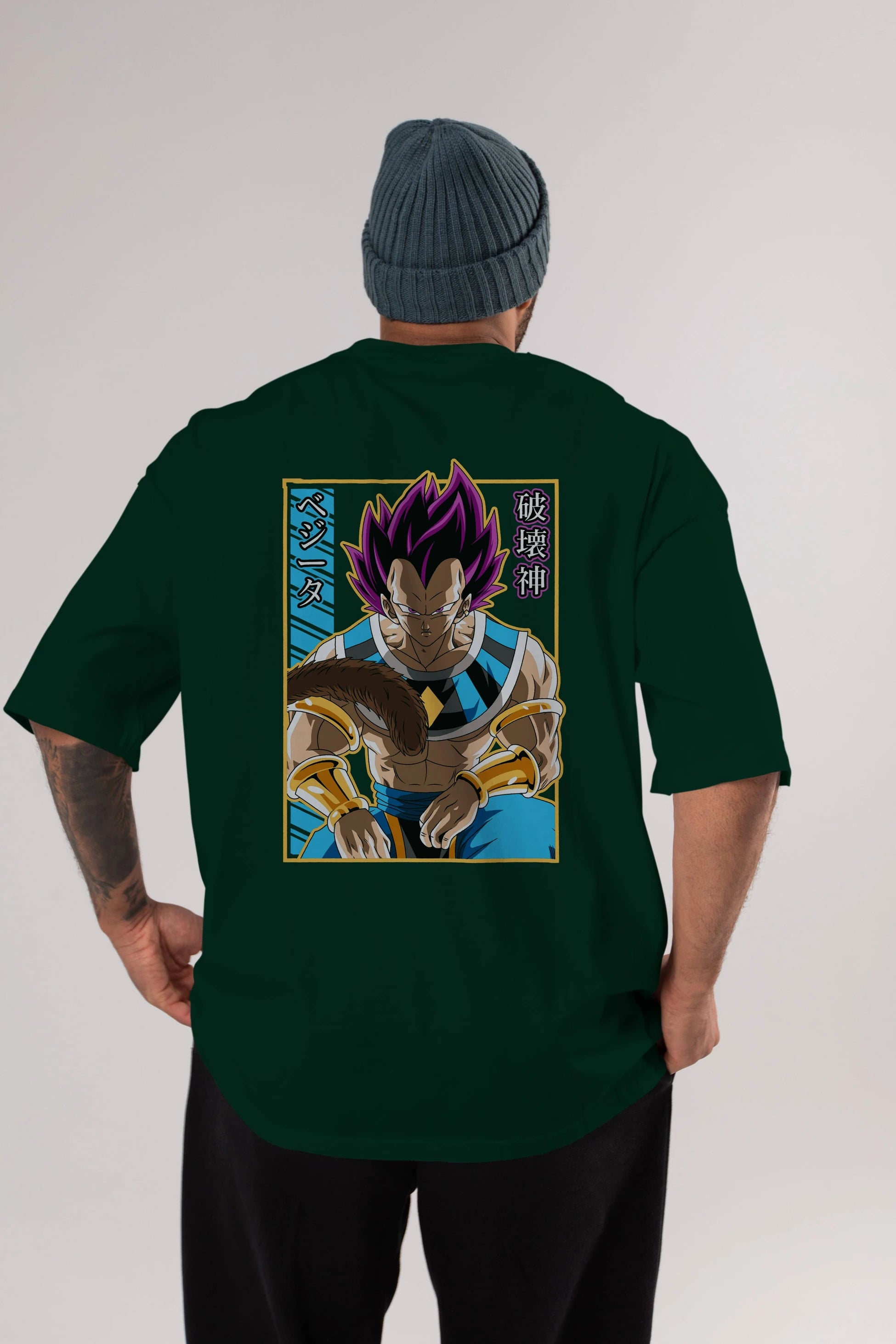 DragonBall VegetaHakaishin Anime Arka Baskılı Oversize t-shirt Erkek Kadın Unisex