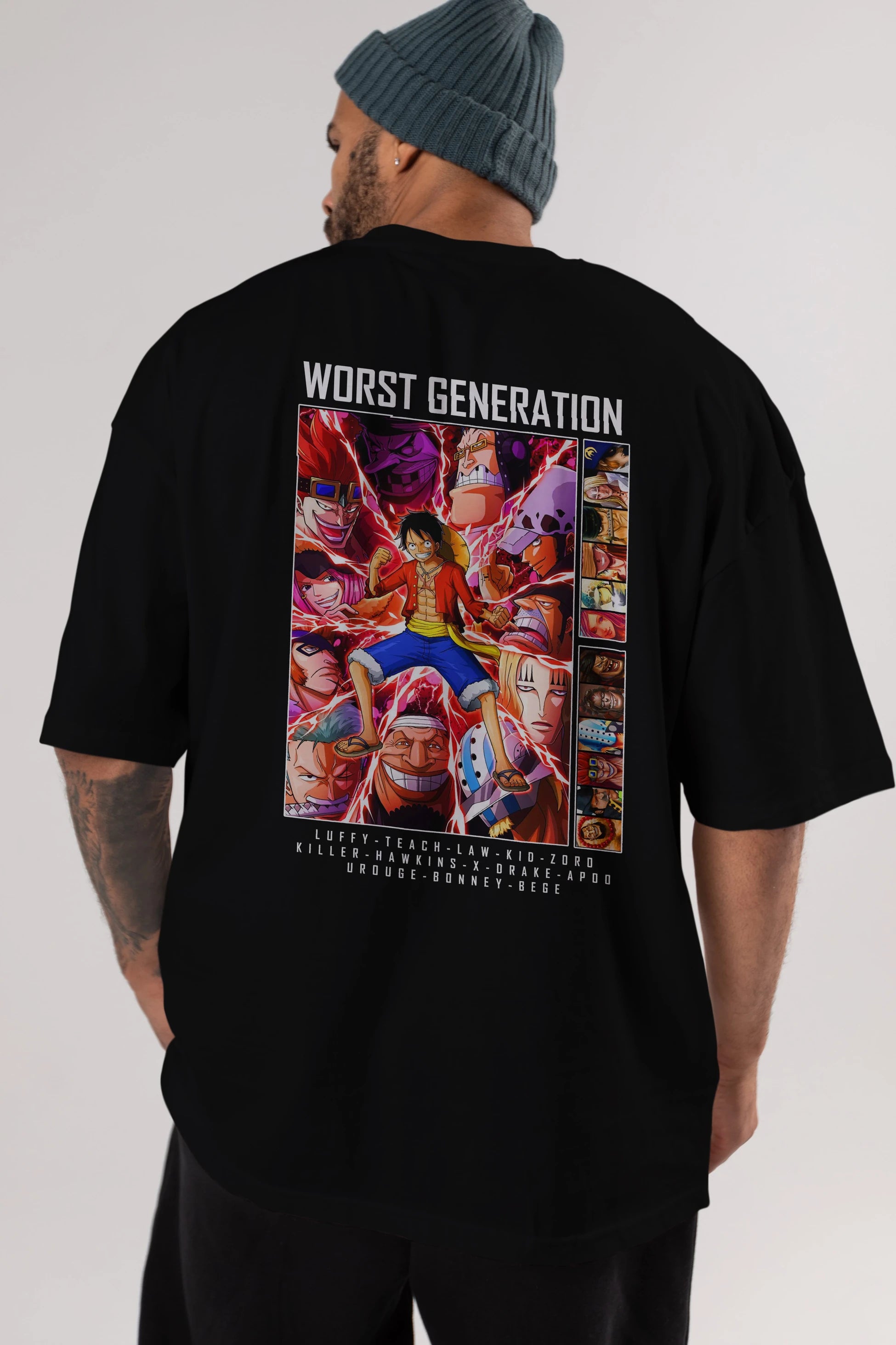 Worst Generation Anime Arka Baskılı Oversize t-shirt Erkek Kadın Unisex %100 pamuk tişort