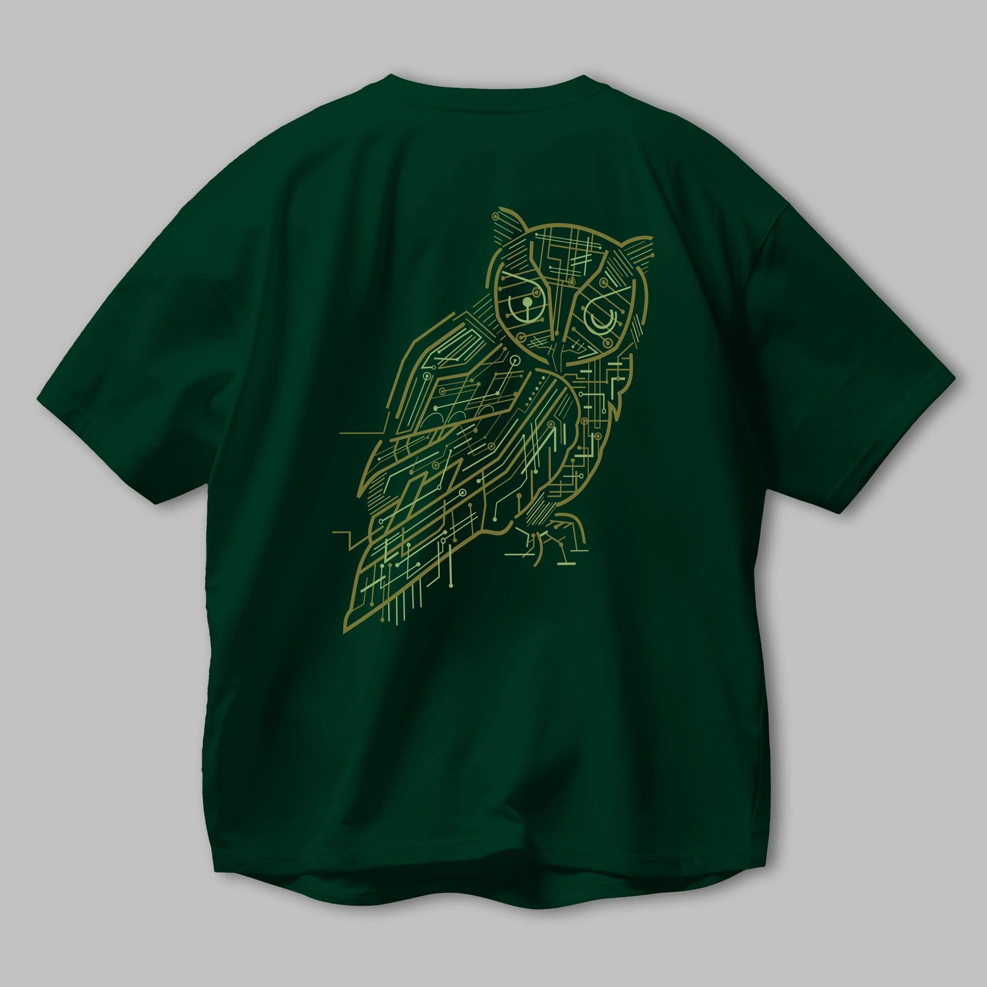 Electrical Owl Arka Baskılı Oversize t-shirt %100 pamuk Erkek Kadın Unisex
