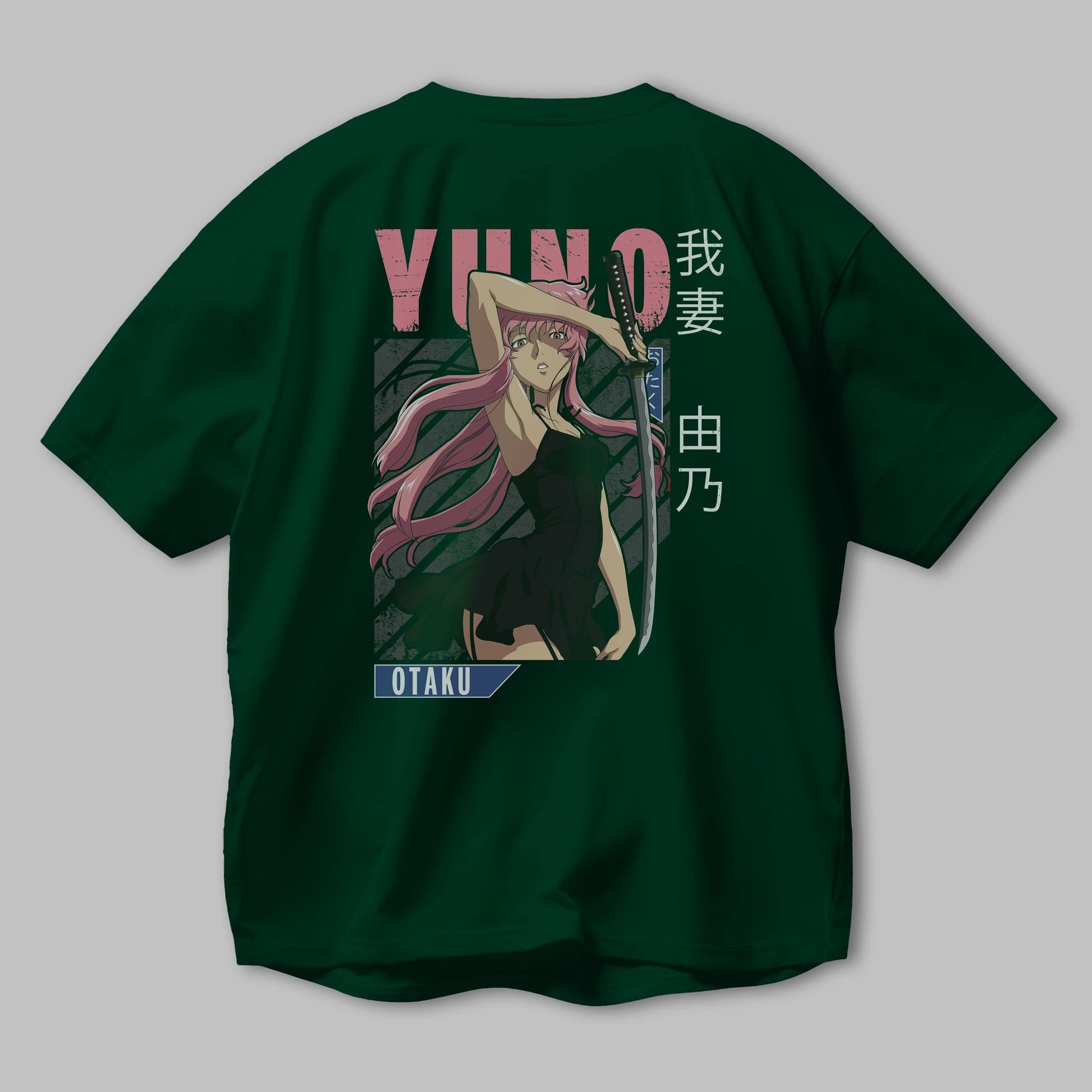 Yuno Gasai 5 Anime Arka Baskılı Oversize t-shirt Erkek Kadın Unisex