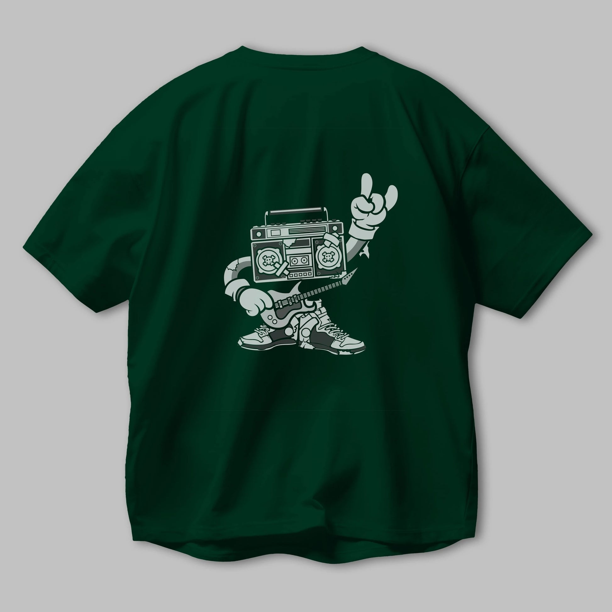 Boombox Rockstar Arka Baskılı Oversize t-shirt Erkek Kadın Unisex %100 Pamuk tişort