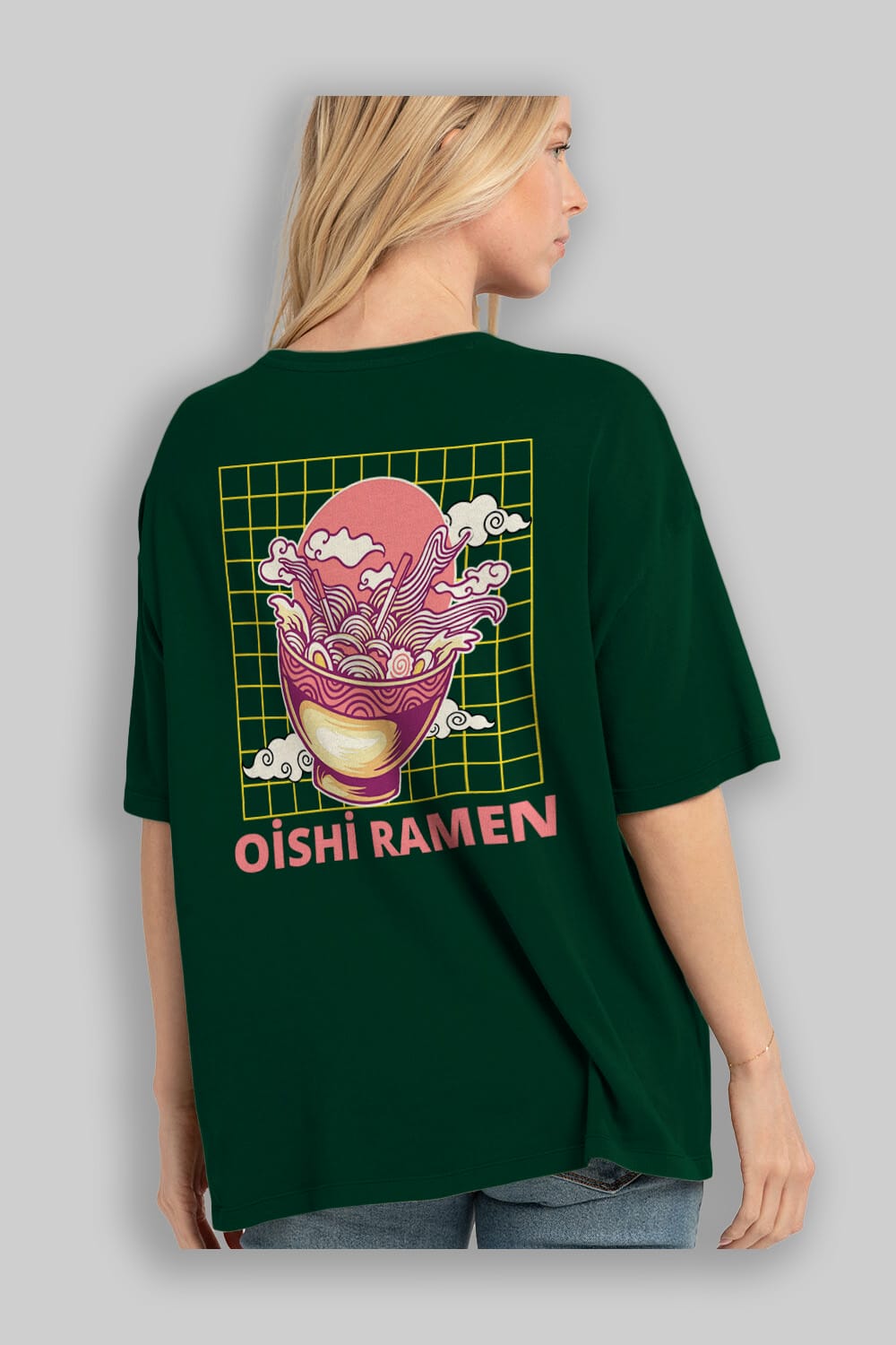 Oishi Ramen Yazılı Arka Baskılı Oversize t-shirt Erkek Kadın Unisex