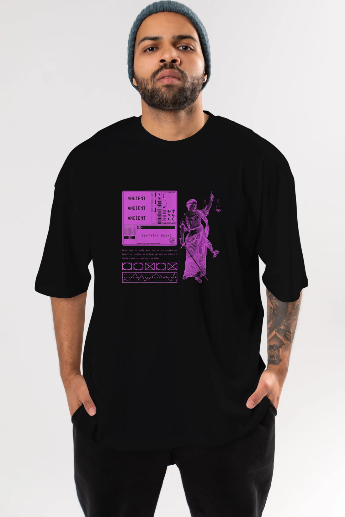Ancient Streetwear Ön Baskılı Oversize t-shirt Erkek Kadın Unisex