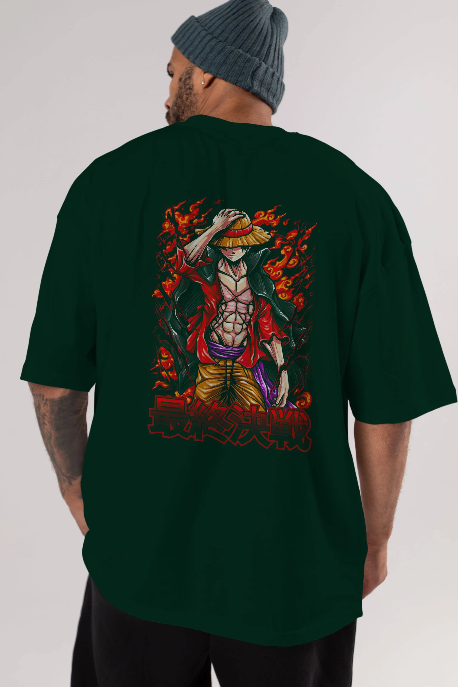 MONKEY D. LUFFY (3) Anime Arka Baskılı Oversize t-shirt Erkek Kadın Unisex