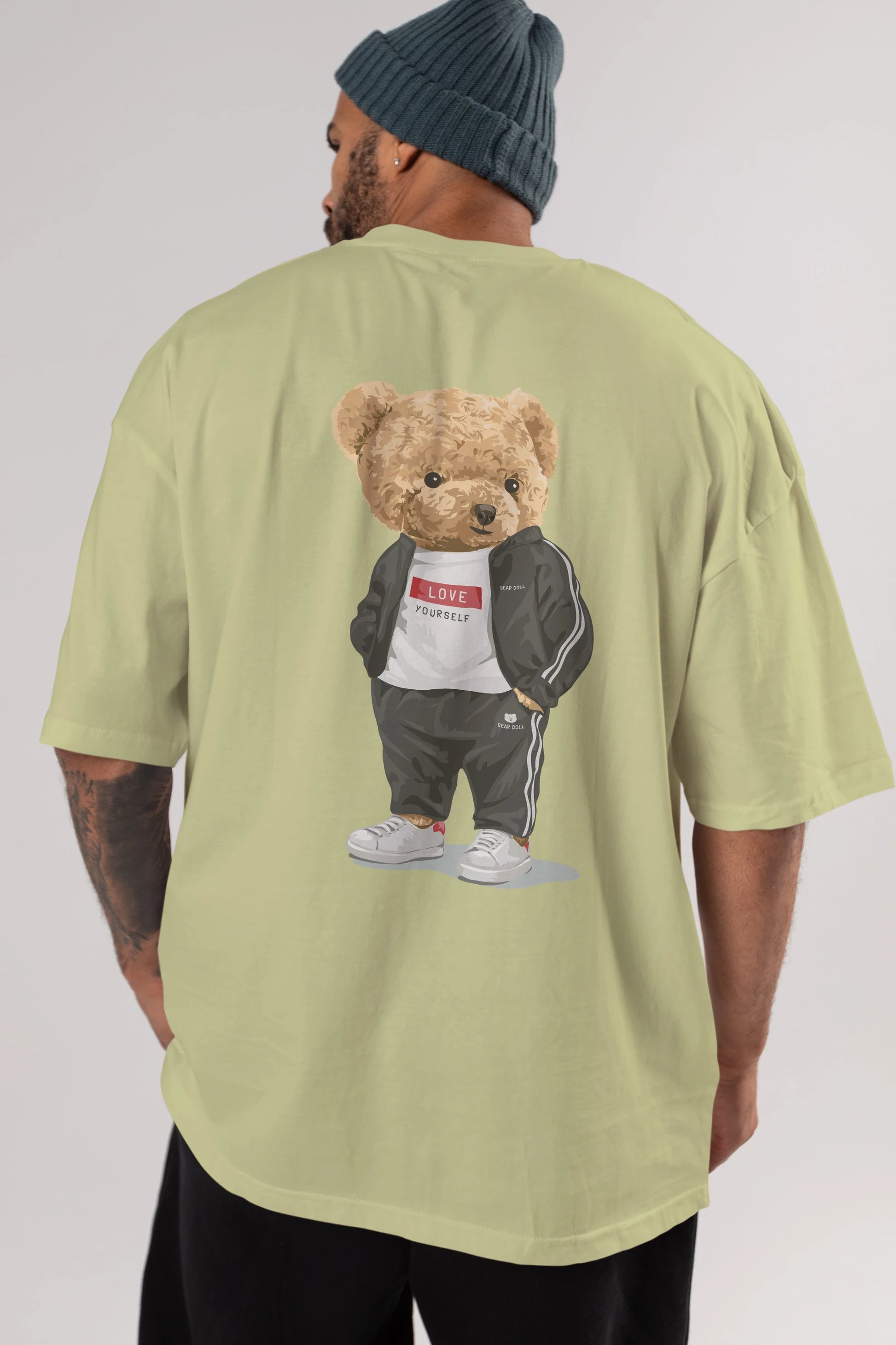 Teddy Bear Love Yourself Arka Baskılı Oversize t-shirt Erkek Kadın Unisex %100 Pamuk
