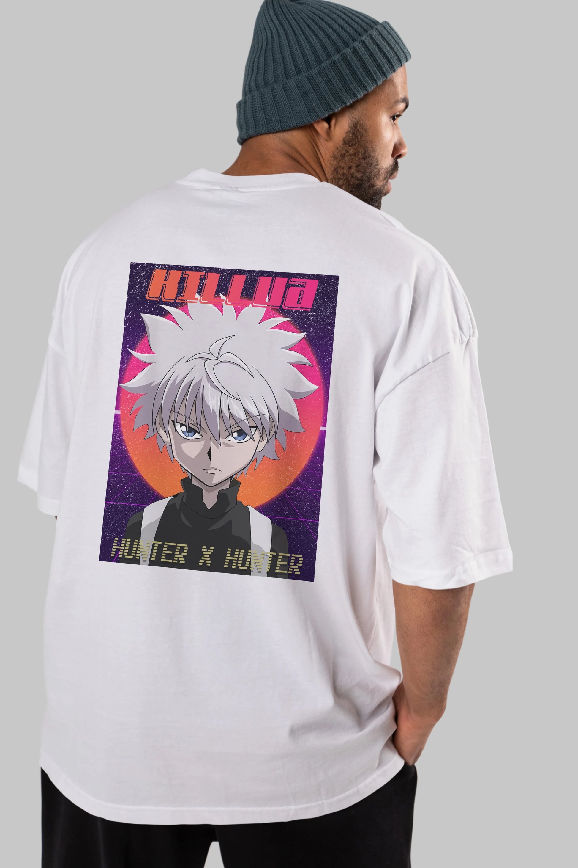 Killua Zoldyck 12 1 Anime Arka Baskılı Oversize t-shirt Erkek Kadın Unisex