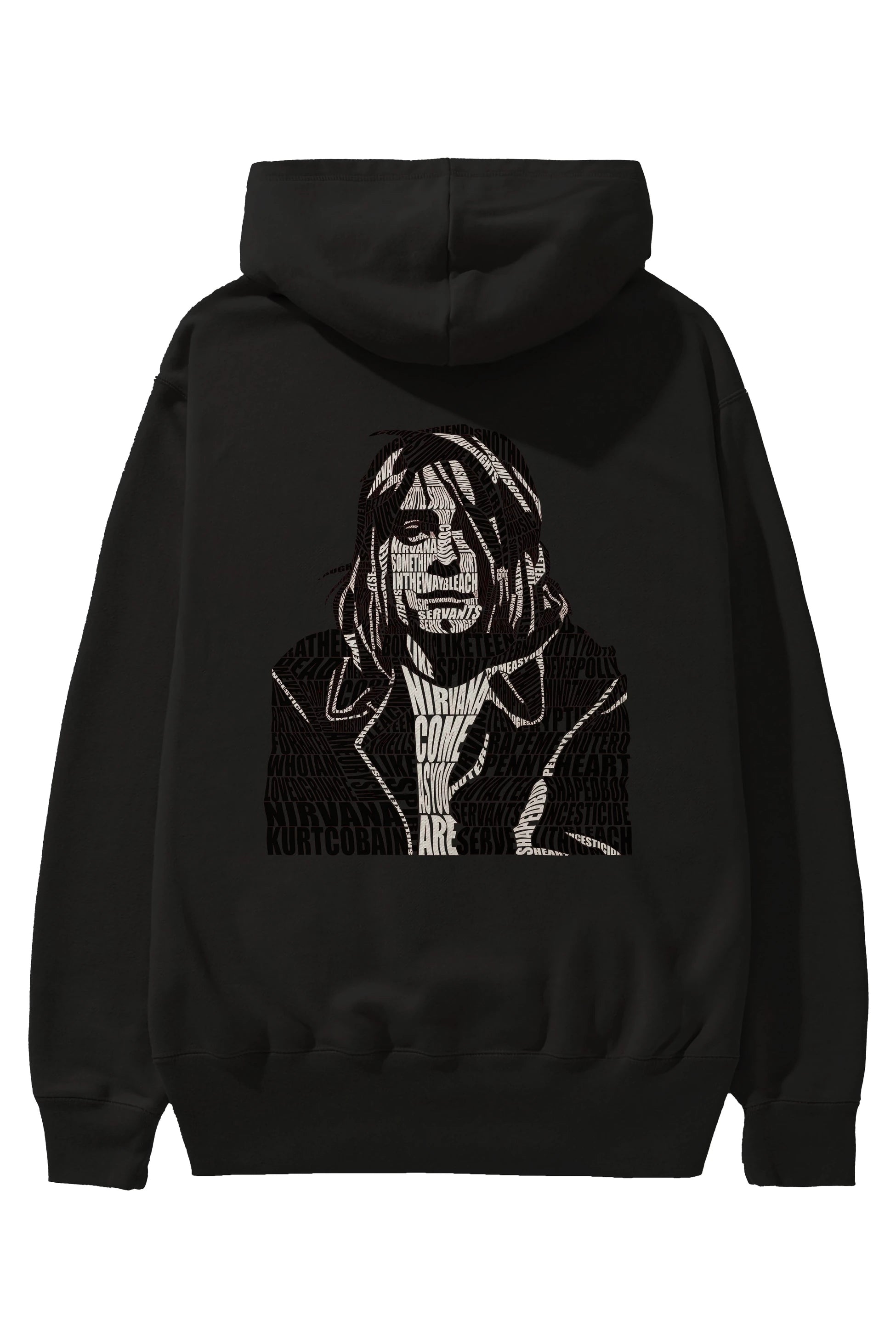 Kurt Cobain Calligram Arka Baskılı Hoodie Oversize Kapüşonlu Sweatshirt Erkek Kadın Unisex