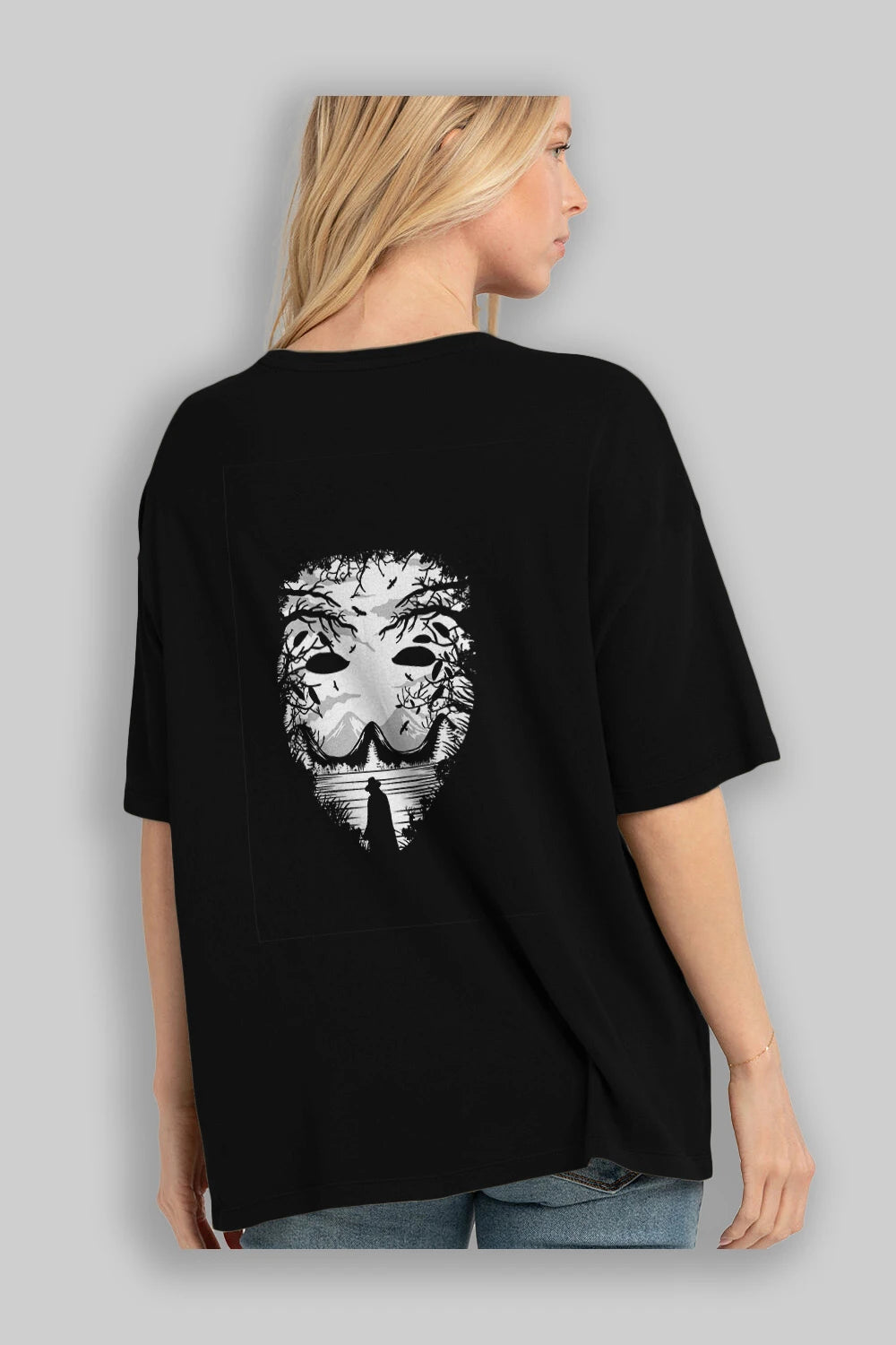 The Mask (2) Arka Baskılı Oversize t-shirt %100 pamuk Erkek Kadın Unisex