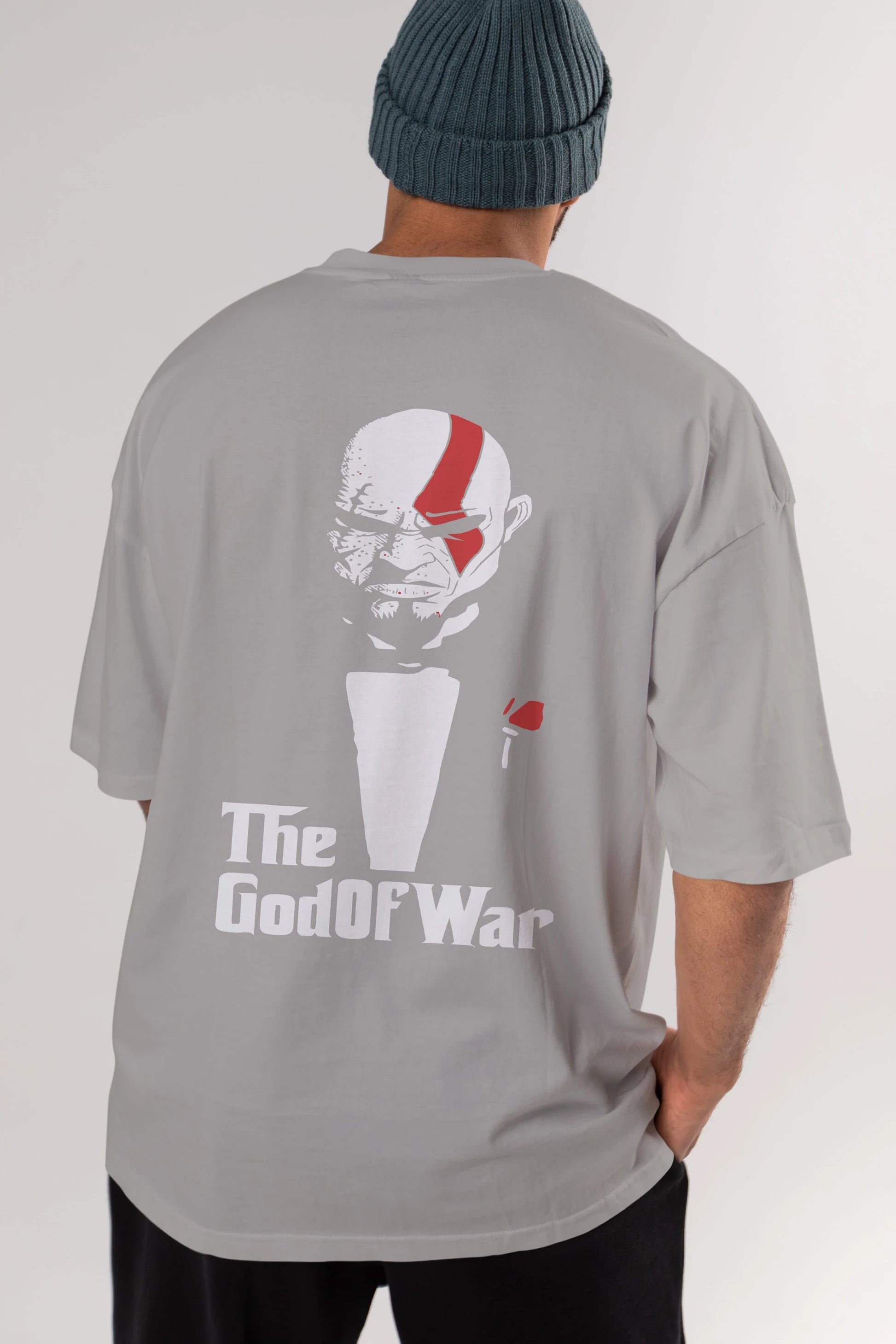 The God of War Arka Baskılı Oversize t-shirt Erkek Kadın Unisex %100 Pamuk Bisiklet Yaka tişort
