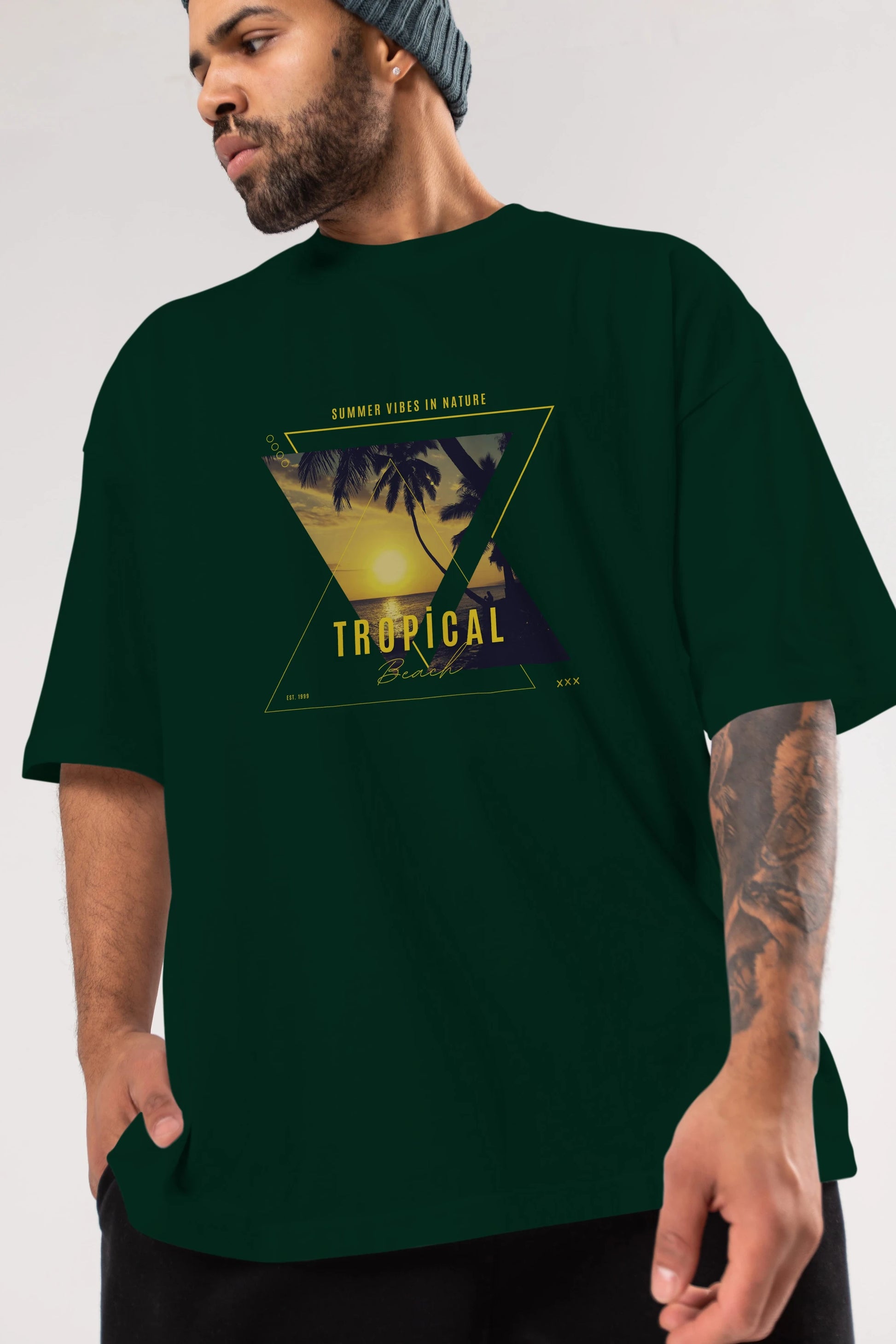 Summer Vibes Yazılı Ön Baskılı Oversize t-shirt Erkek Kadın Unisex