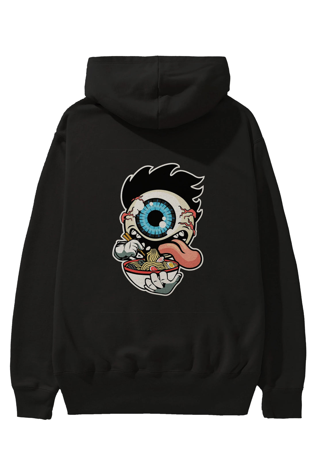 Eyeball Ramen Arka Baskılı Hoodie Oversize Kapüşonlu Sweatshirt Erkek Kadın Unisex
