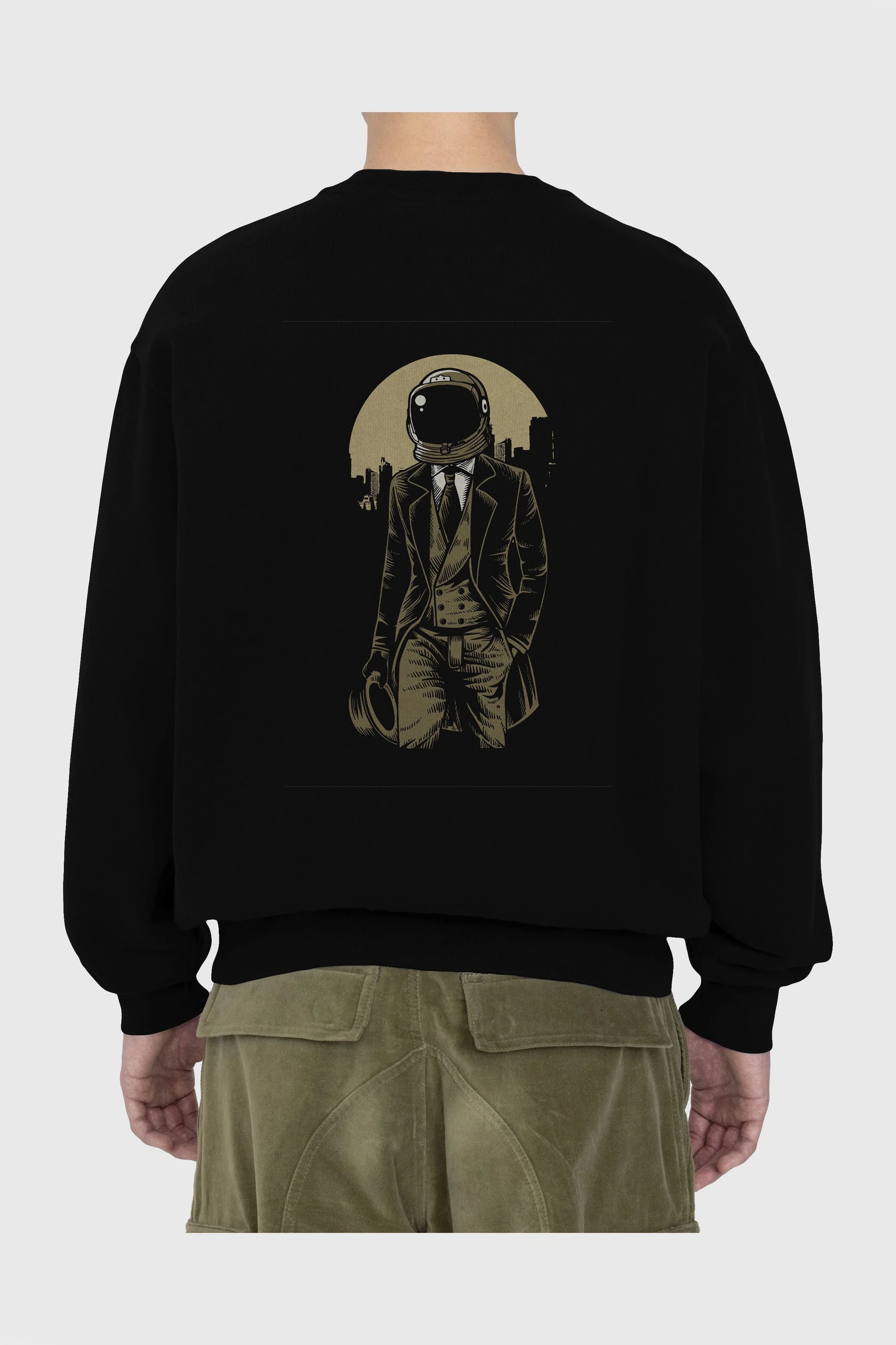 Classic Astronaut Arka Baskılı Oversize Sweatshirt Erkek Kadın Unisex