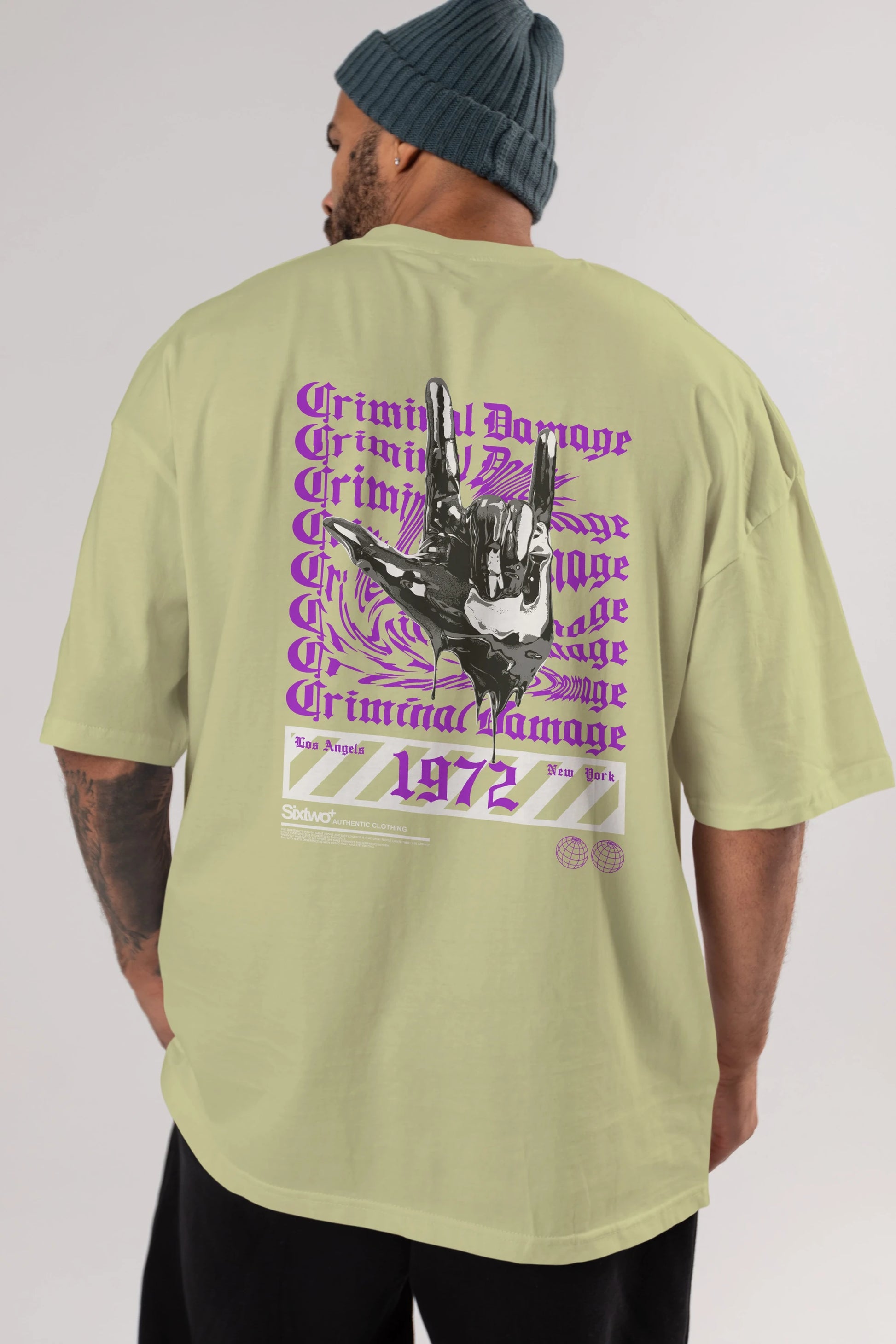 Criminal Damage 2 Arka Baskılı Oversize t-shirt Erkek Kadın Unisex