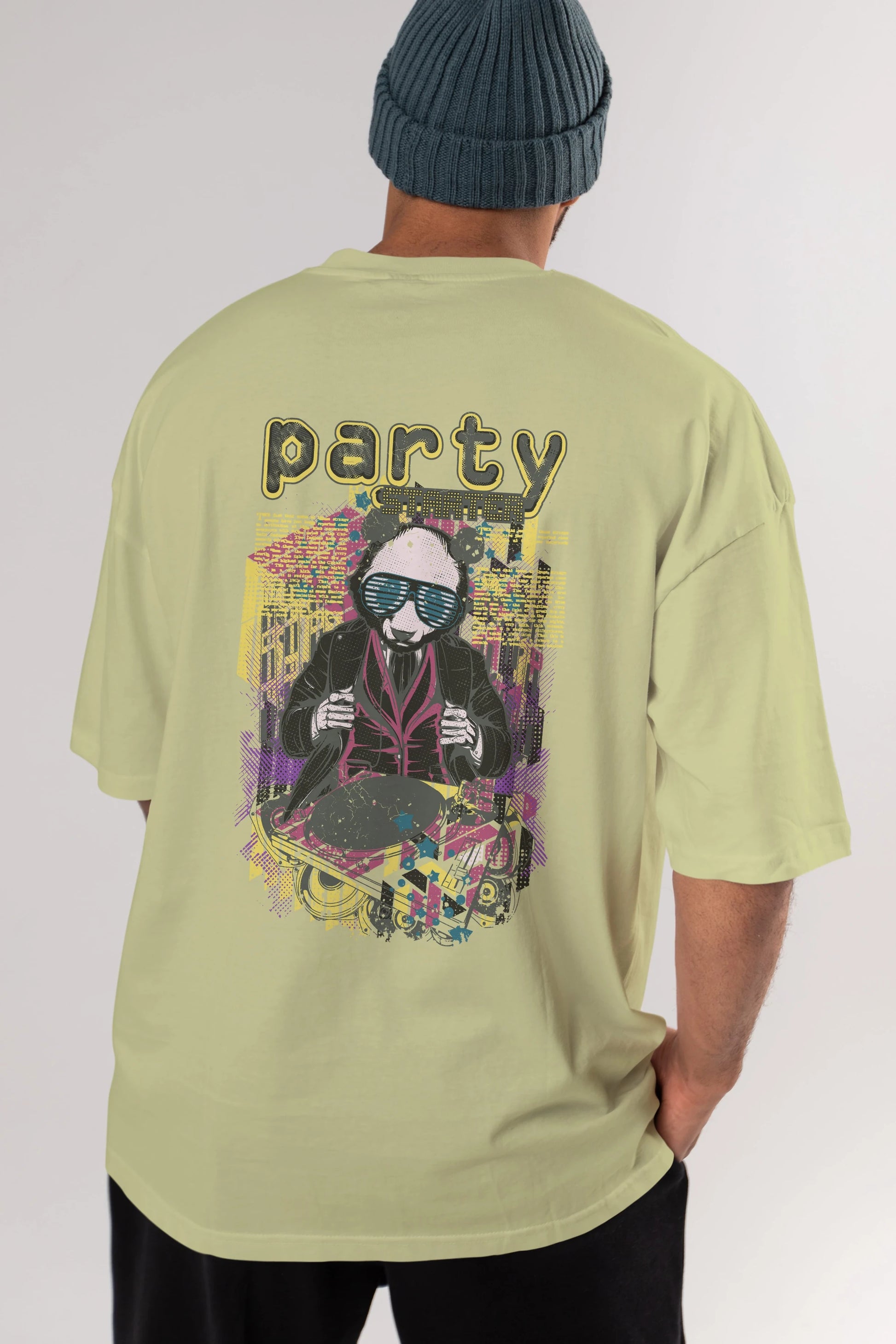 Party Starter Arka Baskılı Oversize t-shirt Erkek Kadın Unisex