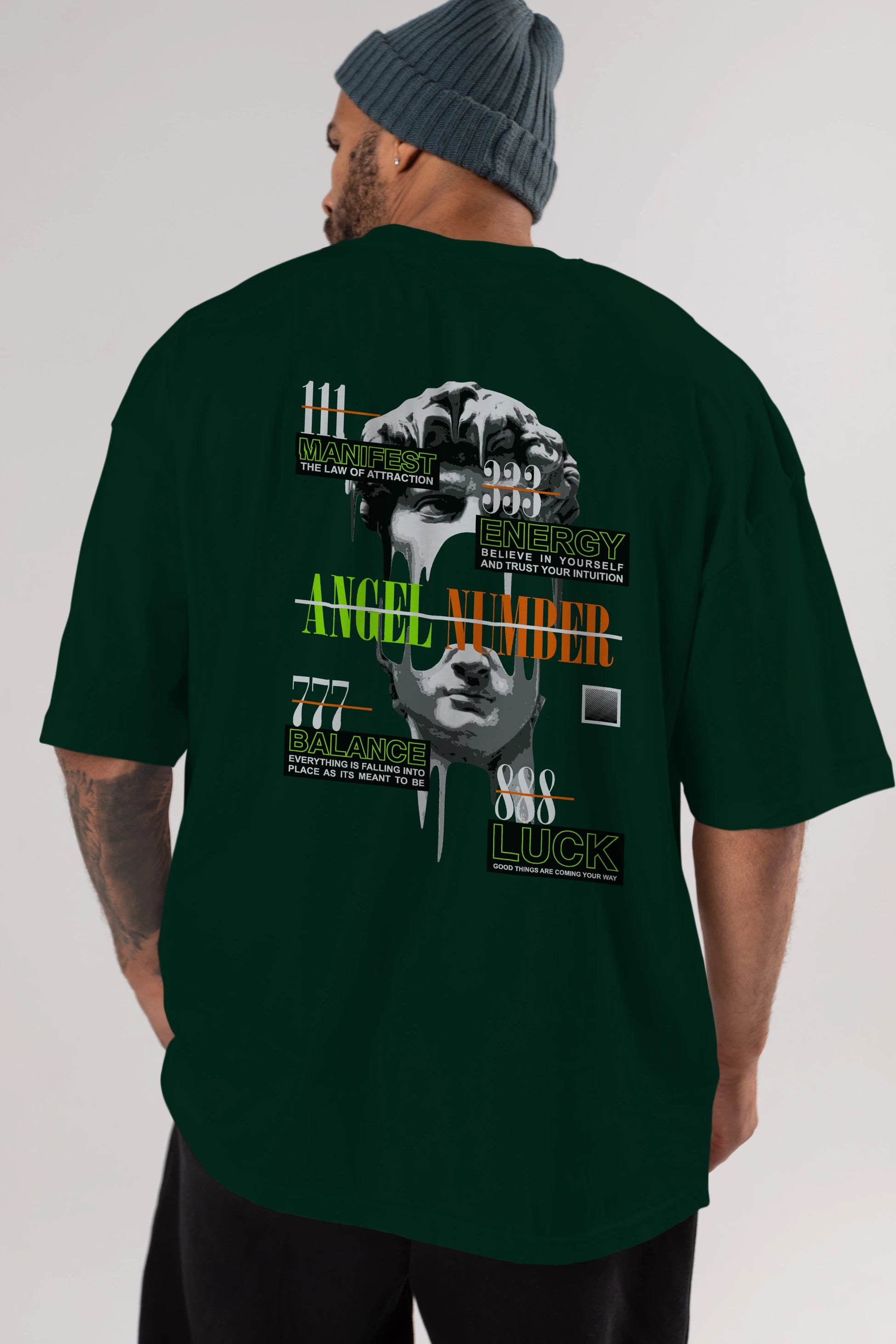Angel Number Arka Baskılı Oversize t-shirt Erkek Kadın Unisex