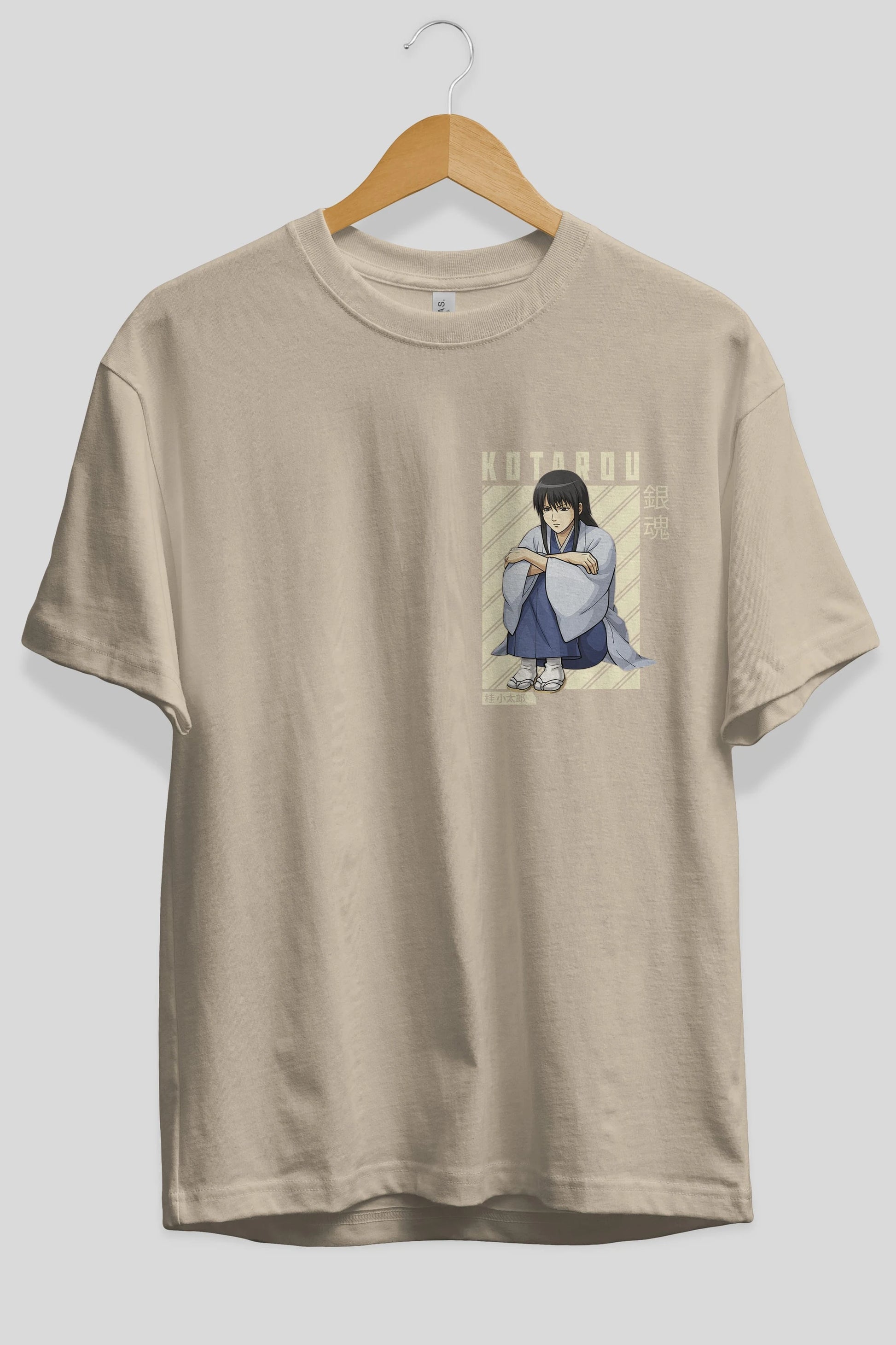 Kotarou Katsura GINTAMA Ön Sol Baskılı Oversize t-shirt Erkek Kadın Unisex %100 Pamuk Bisiklet Yaka tişort