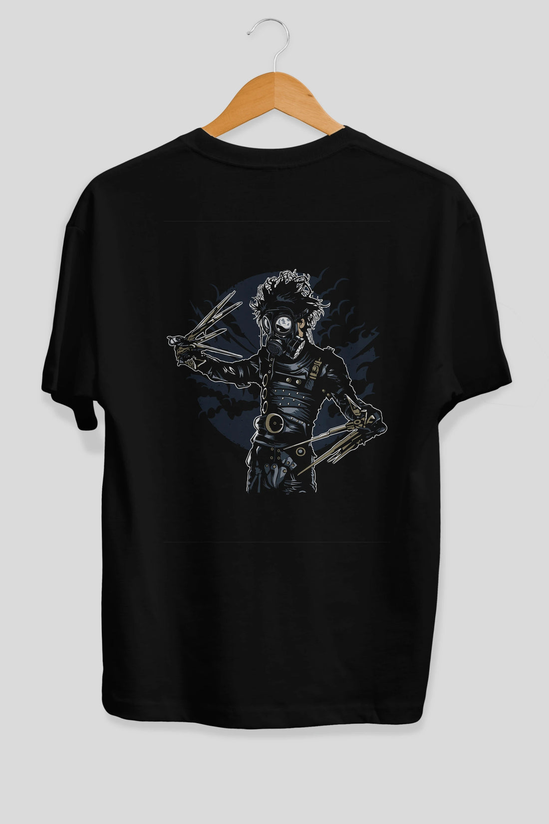 Gas Mask Scissors Arka Baskılı Oversize t-shirt Erkek Kadın Unisex %100 Pamuk