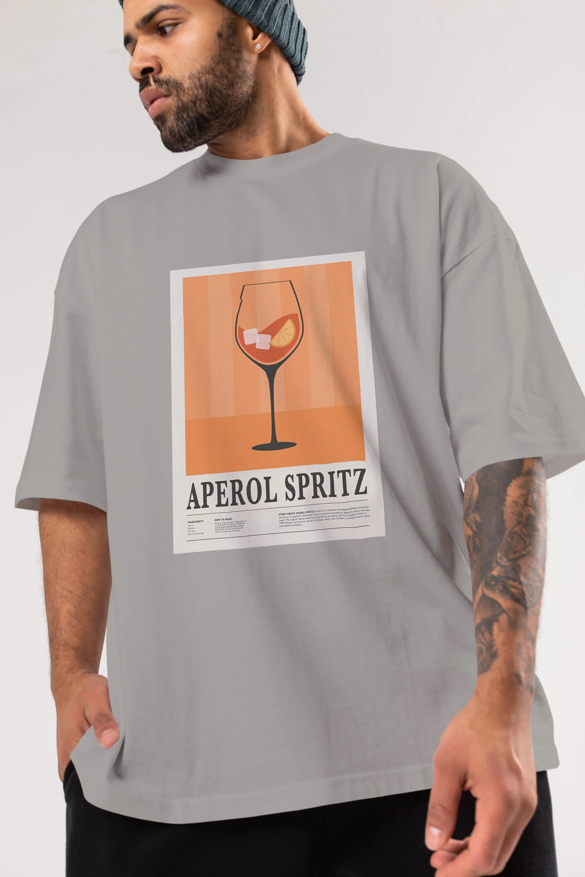 Aperol Spritz 8 Ön Baskılı Oversize t-shirt Erkek Kadın Unisex %100 Pamuk Bisiklet Yaka tişort