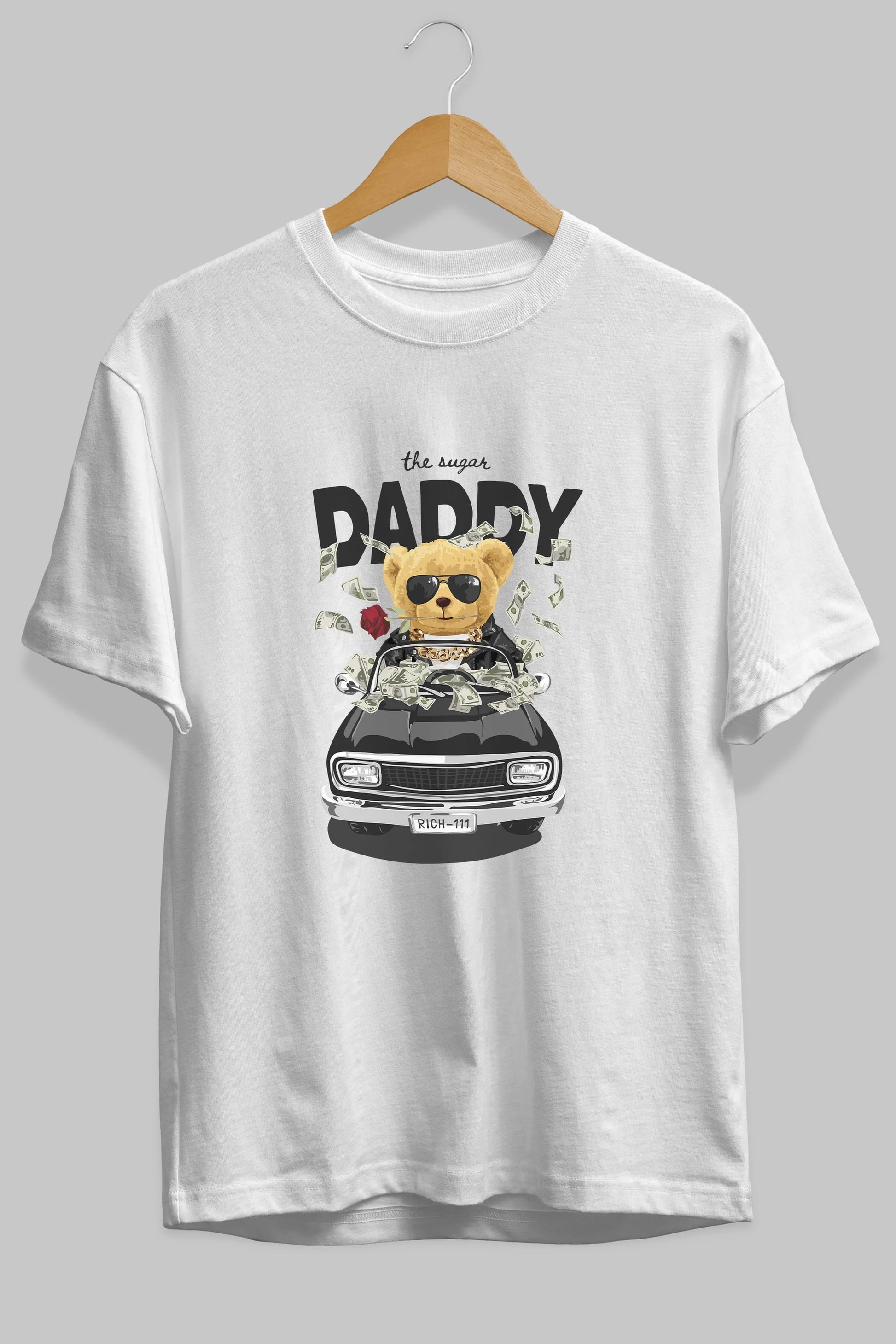 Teddy Bear Daddy Ön Baskılı Oversize t-shirt Erkek Kadın Unisex %100 Pamuk
