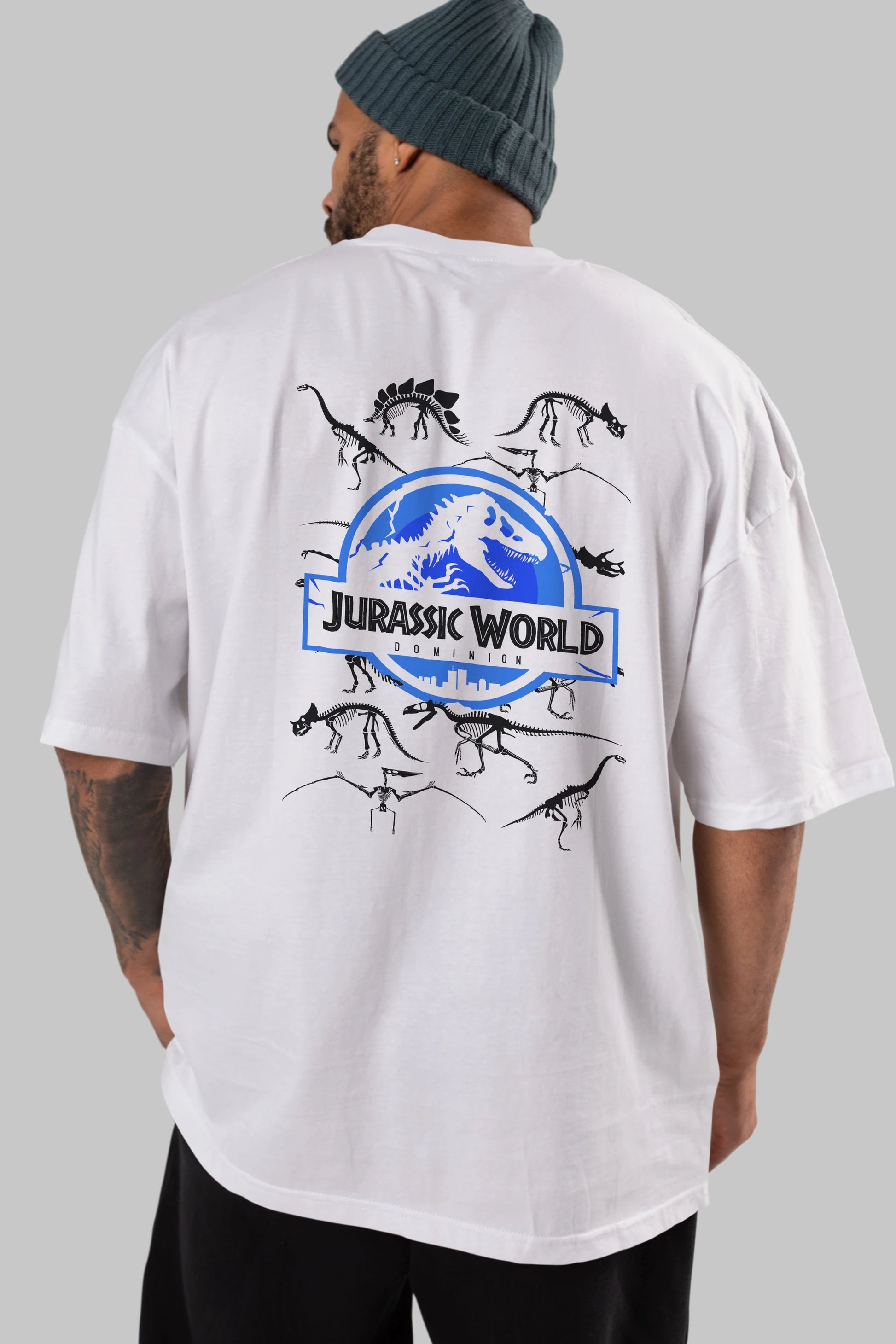 Jurassic Park (5) Arka Baskılı Oversize t-shirt Erkek Kadın Unisex %100 Pamuk Bisiklet Yaka tişort