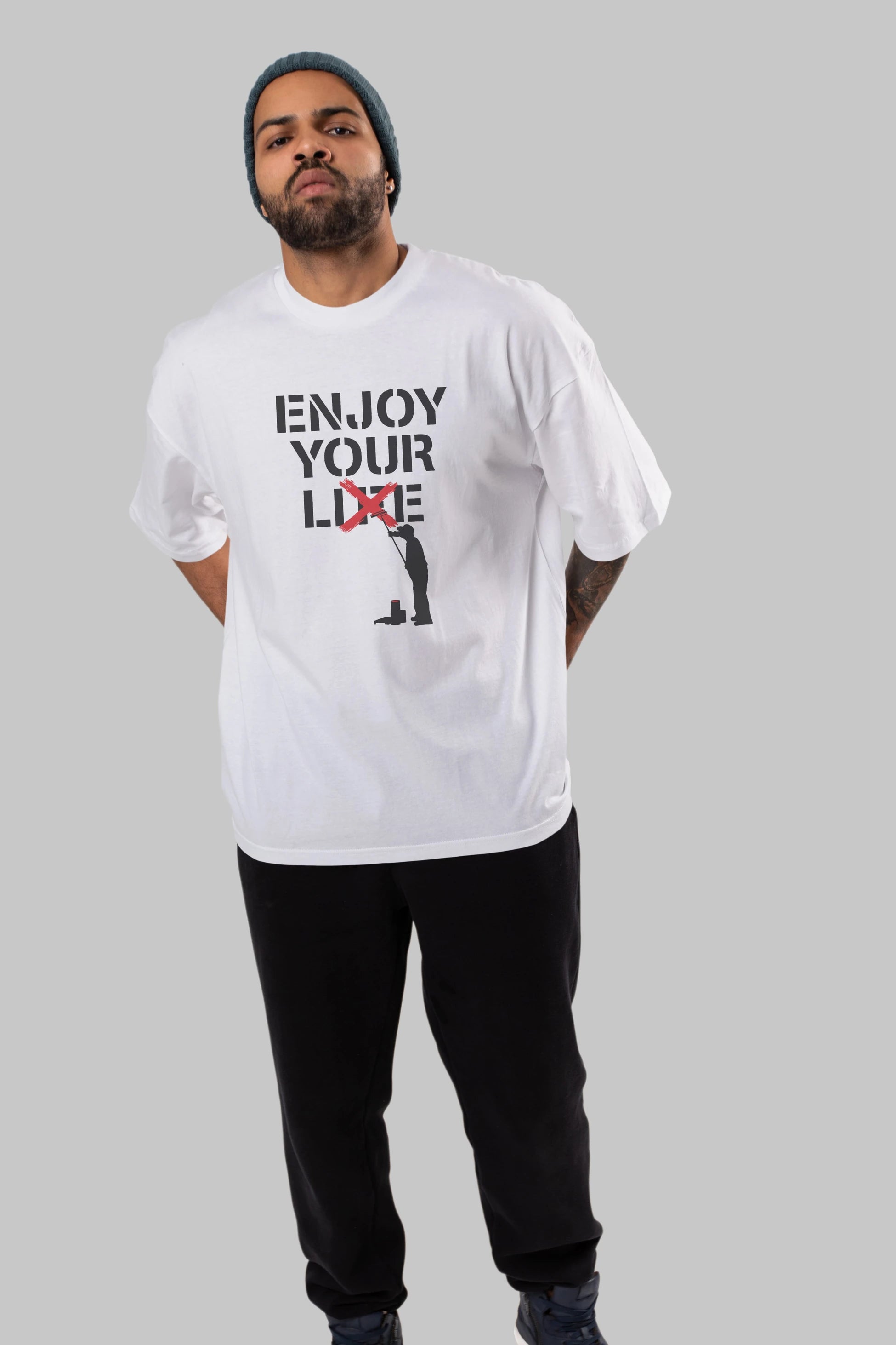 Enjoy Your Lie Ön Baskılı Oversize t-shirt %100 pamuk Erkek Kadın Unisex