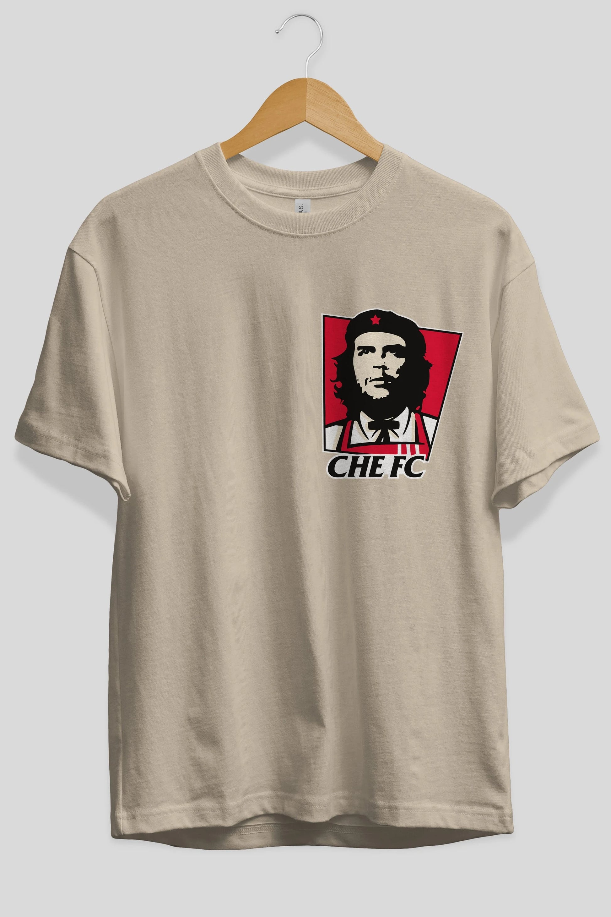 Che FC Ön Sol Baskılı Oversize t-shirt Erkek Kadın Unisex %100 Pamuk Bisiklet Yaka tişort