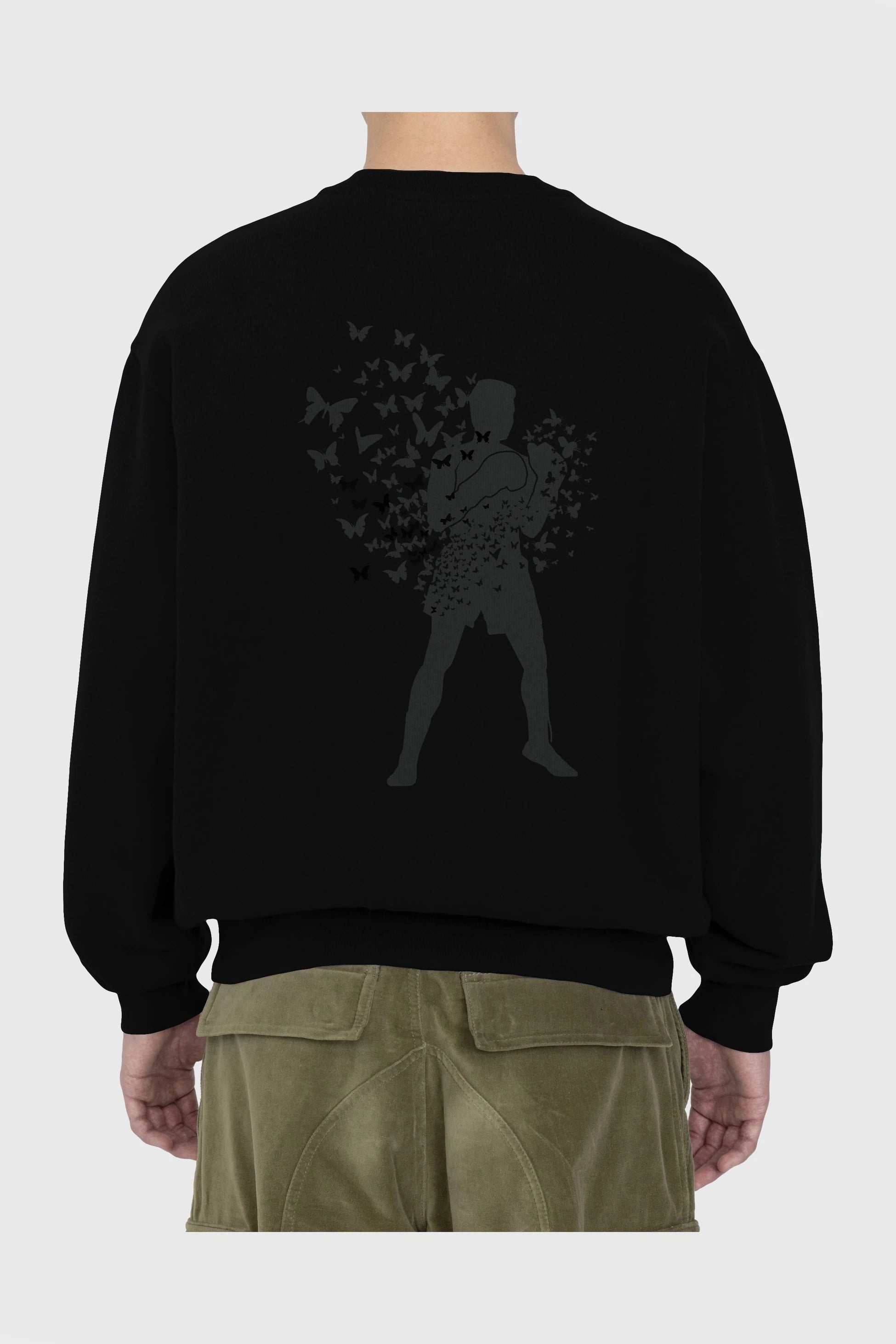 Float Like Butterfly Sting Like Bee Arka Baskılı Oversize Sweatshirt Erkek Kadın Unisex